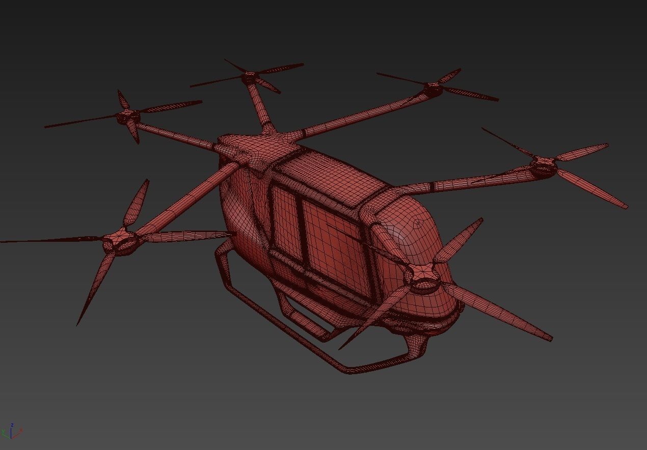 Yellow Taxi Drone with Interior 3D model_40