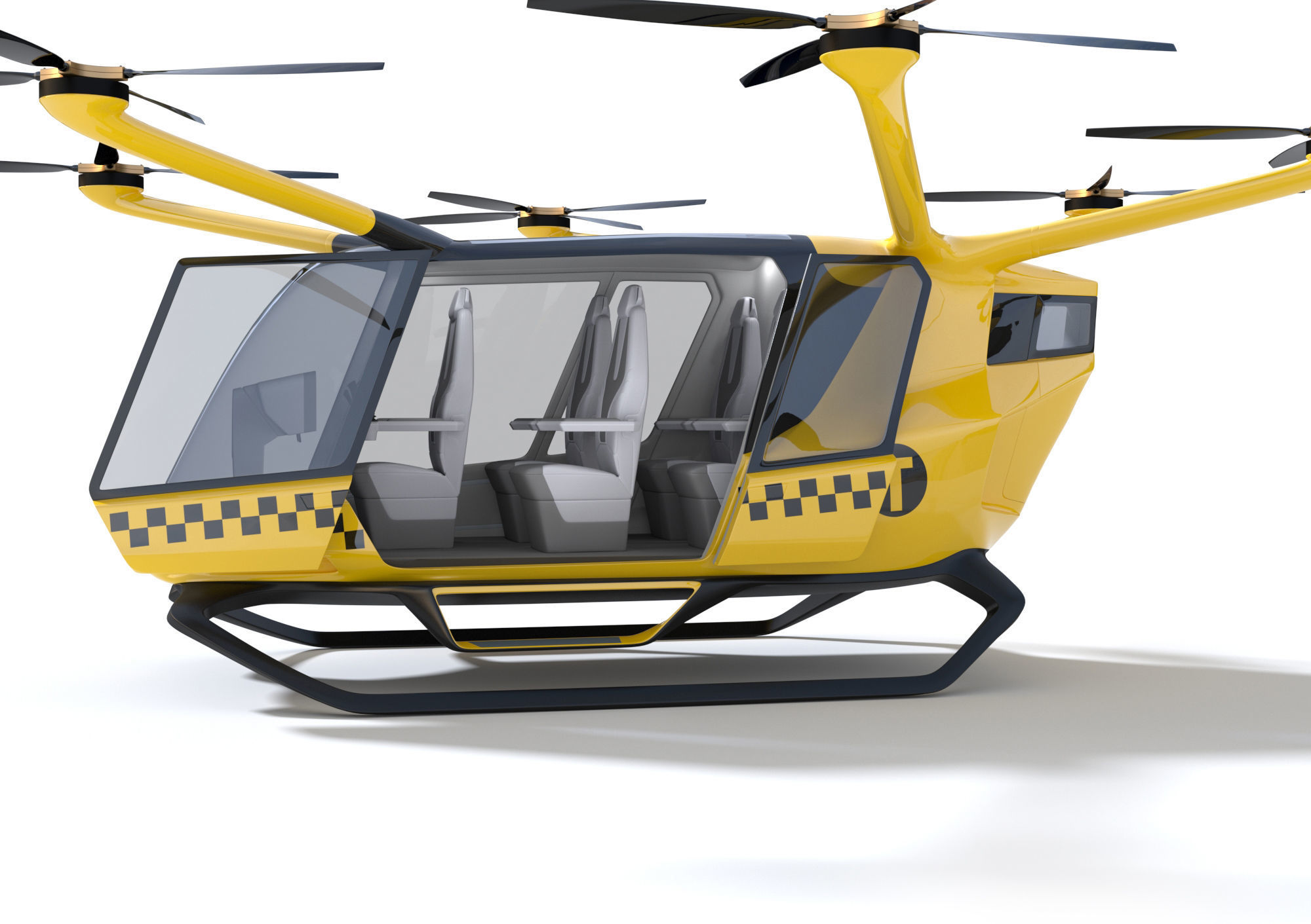 Yellow Taxi Drone with Interior 3D model_7