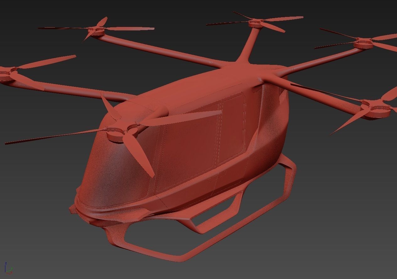 Yellow Taxi Drone with Interior 3D model_17