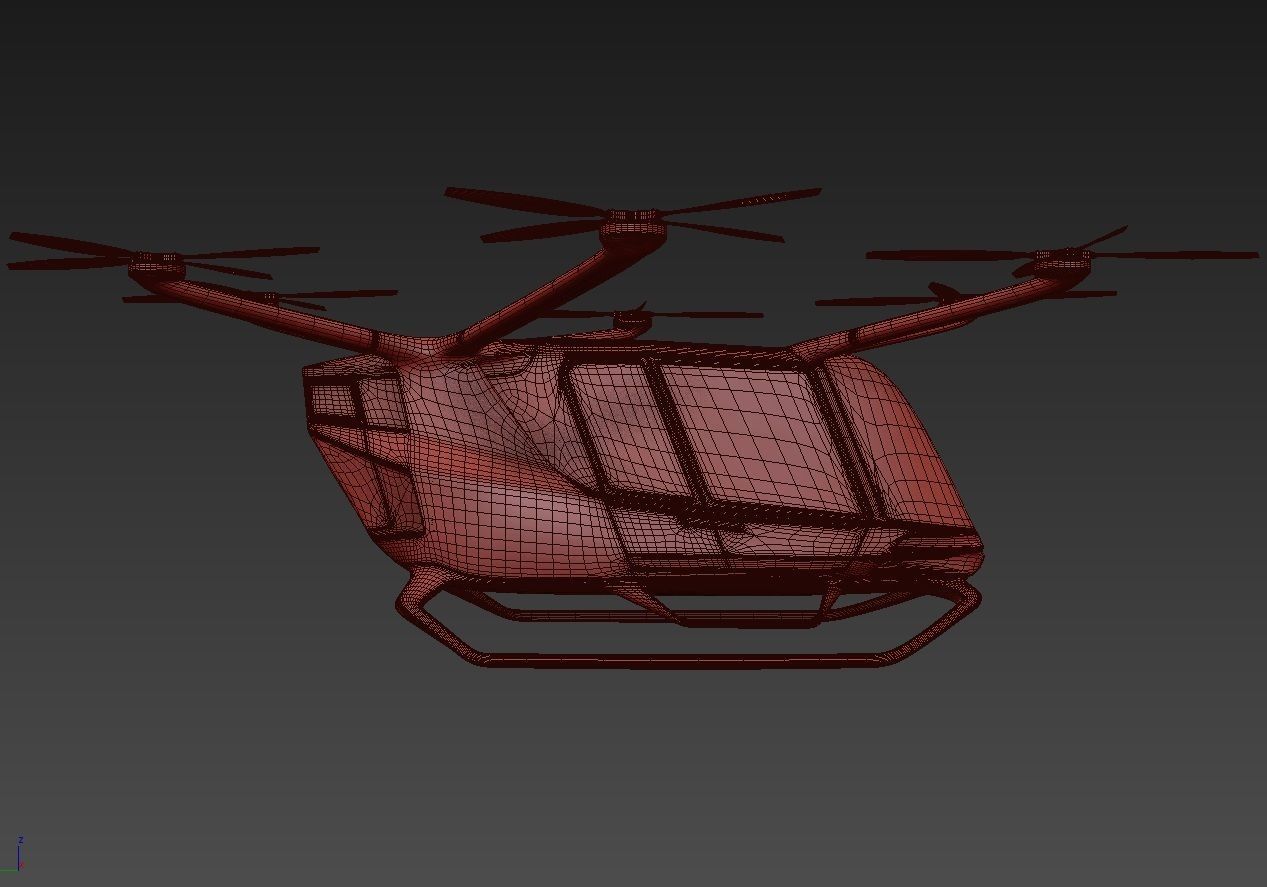 Yellow Taxi Drone with Interior 3D model_20