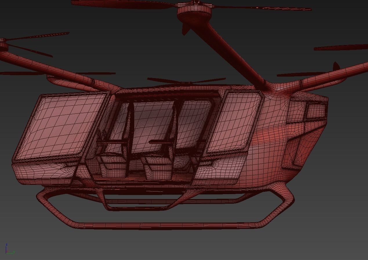 Yellow Taxi Drone with Interior 3D model_27