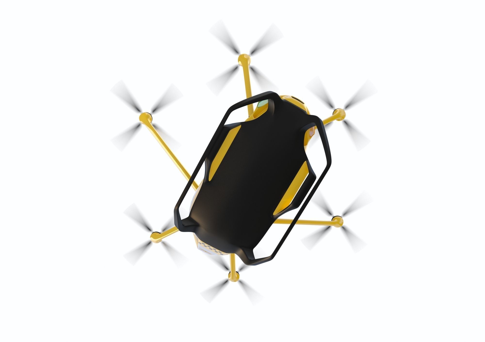 Yellow Taxi Drone with Interior 3D model_13