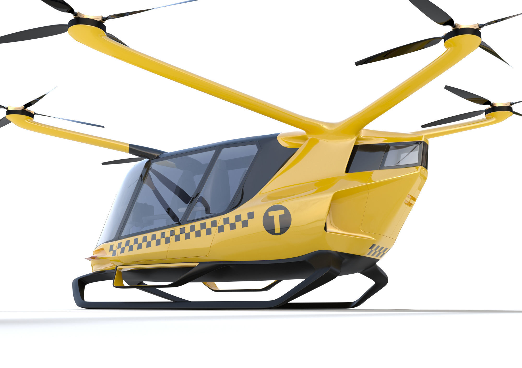 Yellow Taxi Drone with Interior 3D model_3