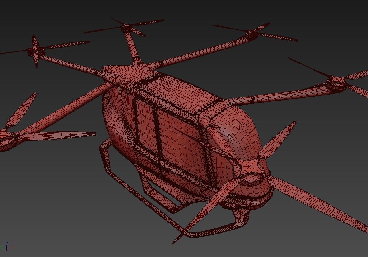 Yellow Taxi Drone with Interior 3D model_36