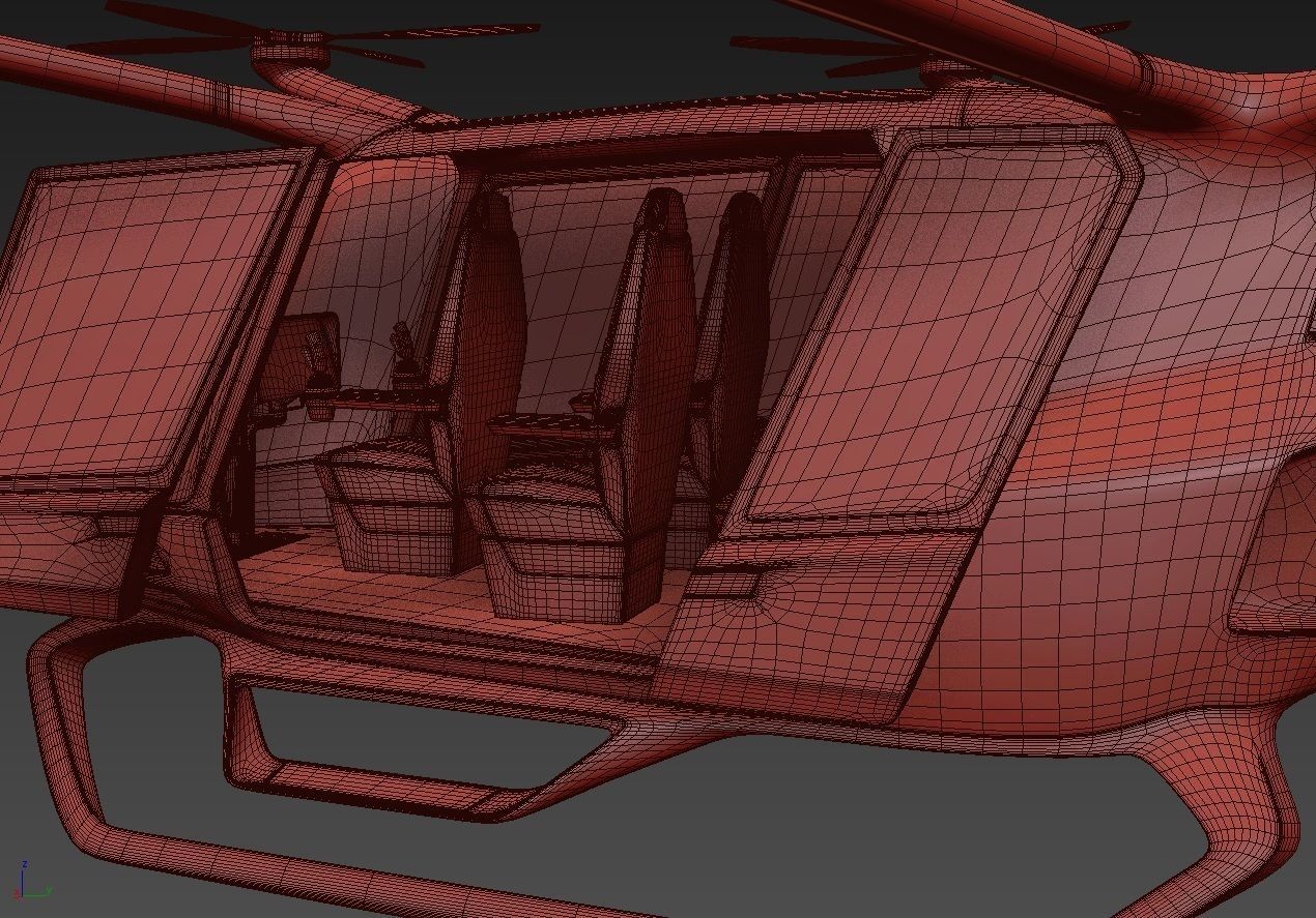 Yellow Taxi Drone with Interior 3D model_30