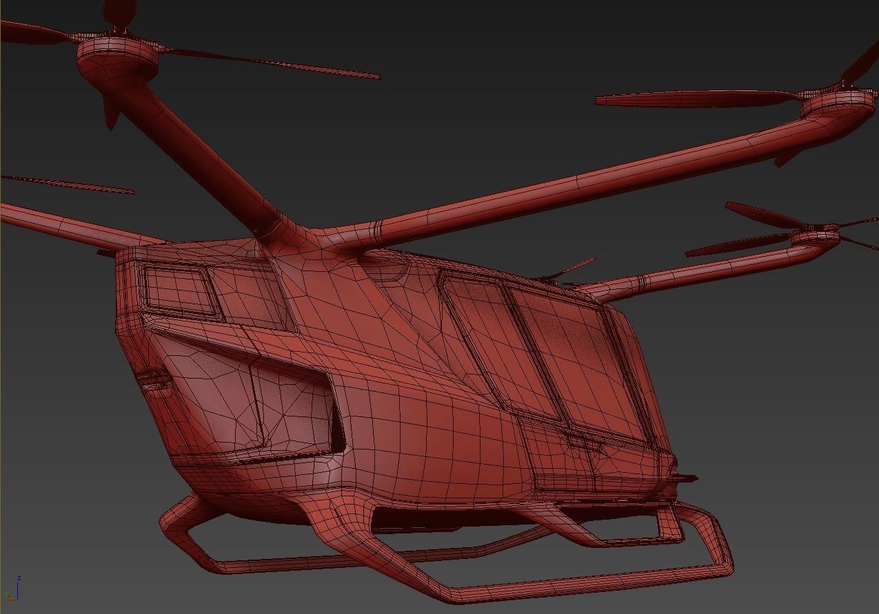 Yellow Taxi Drone with Interior 3D model_22