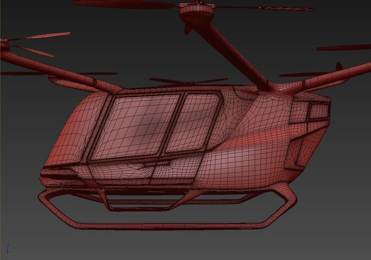 Yellow Taxi Drone with Interior 3D model_26