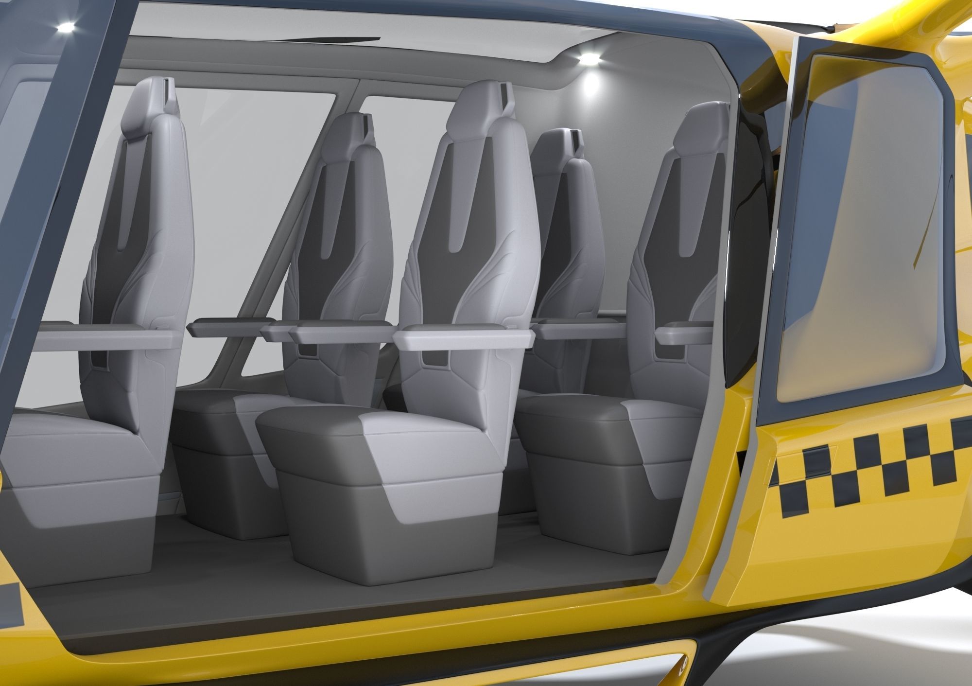 Yellow Taxi Drone with Interior 3D model_8