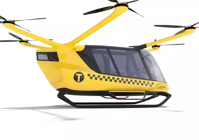 Yellow Taxi Drone with Interior 3D model