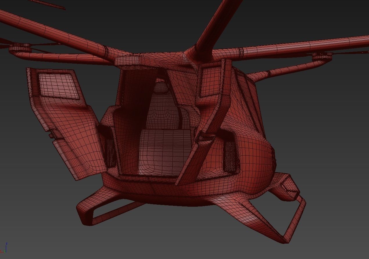 Yellow Taxi Drone with Interior 3D model_34