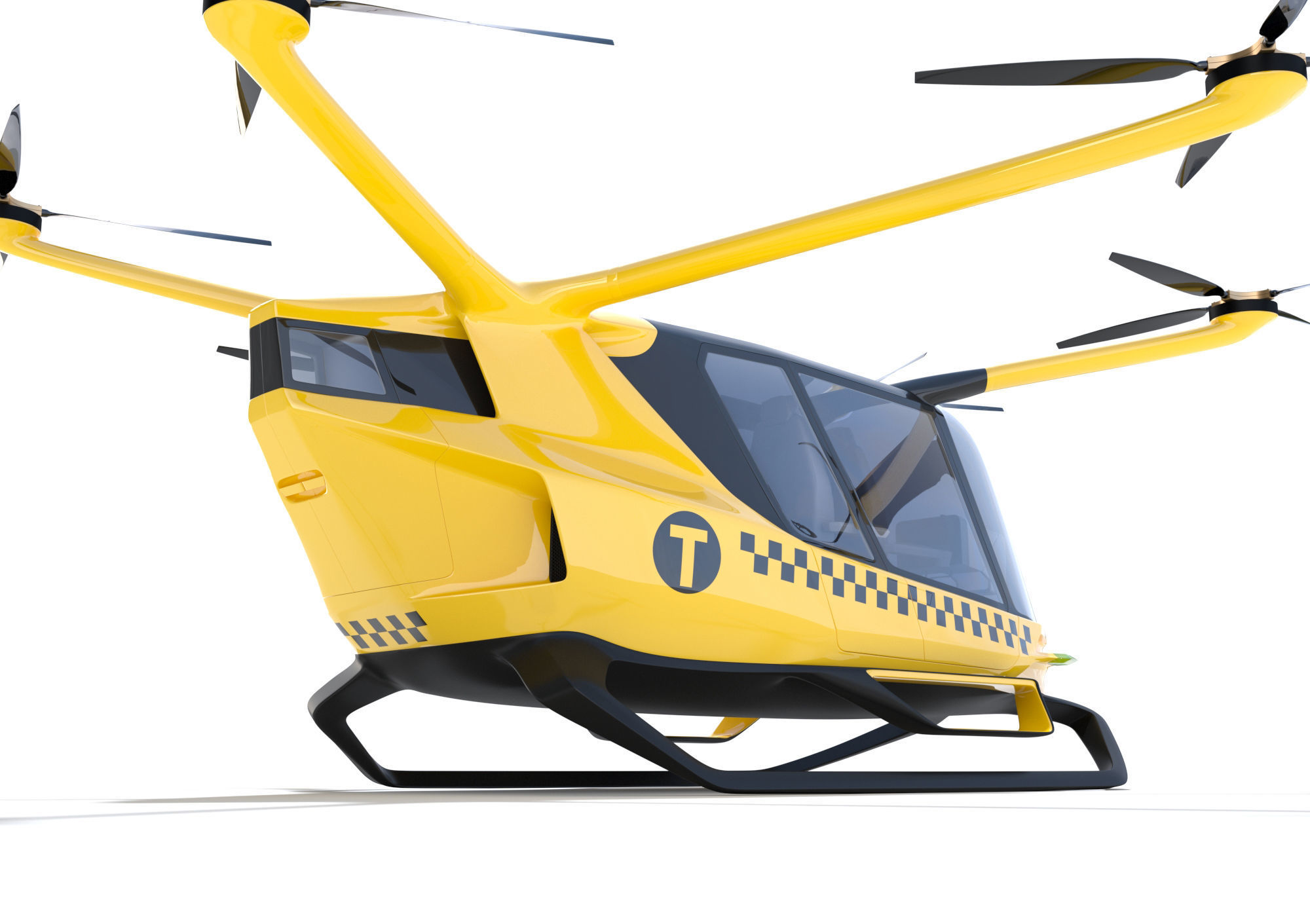Yellow Taxi Drone with Interior 3D model_5
