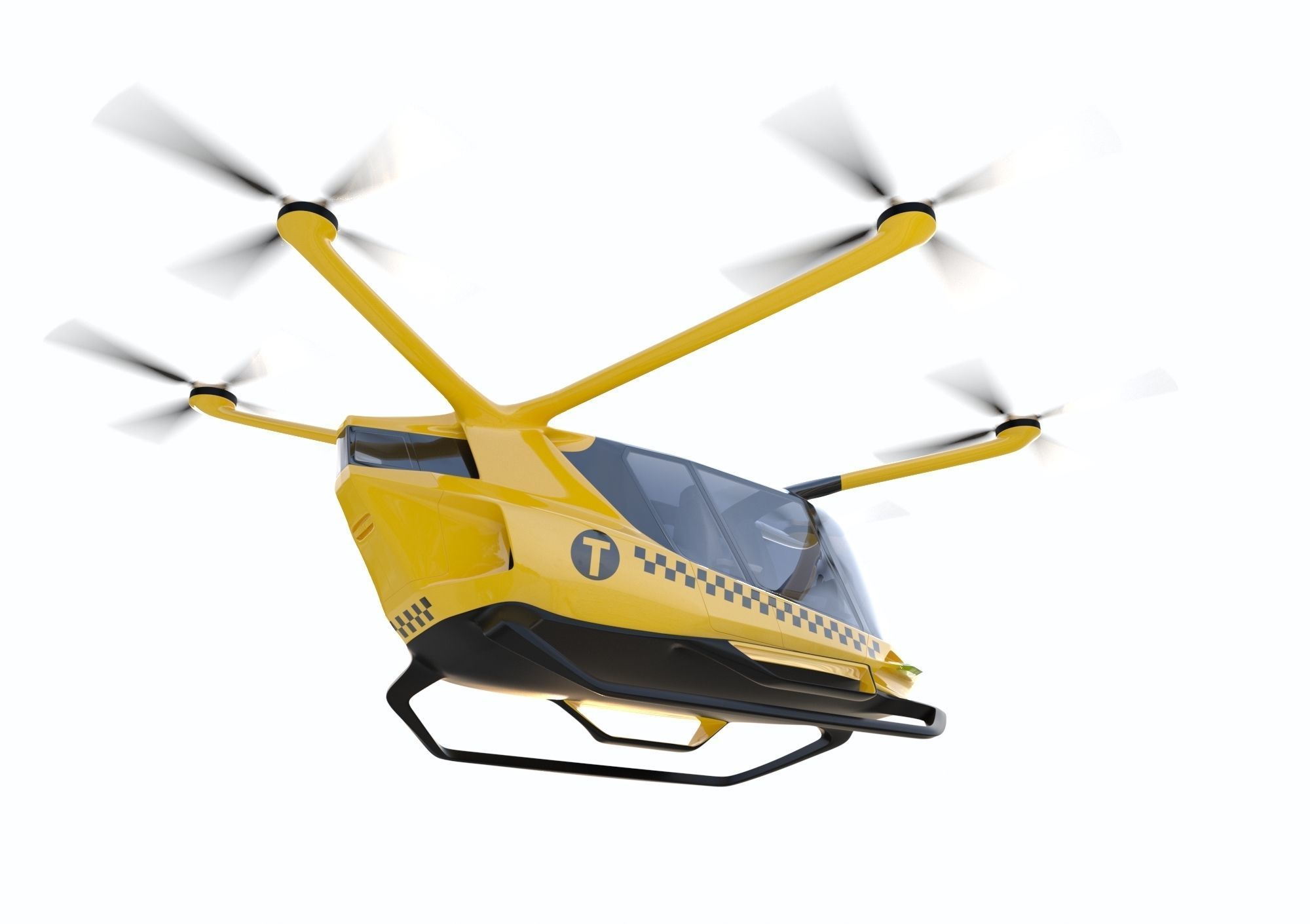 Yellow Taxi Drone with Interior 3D model_12