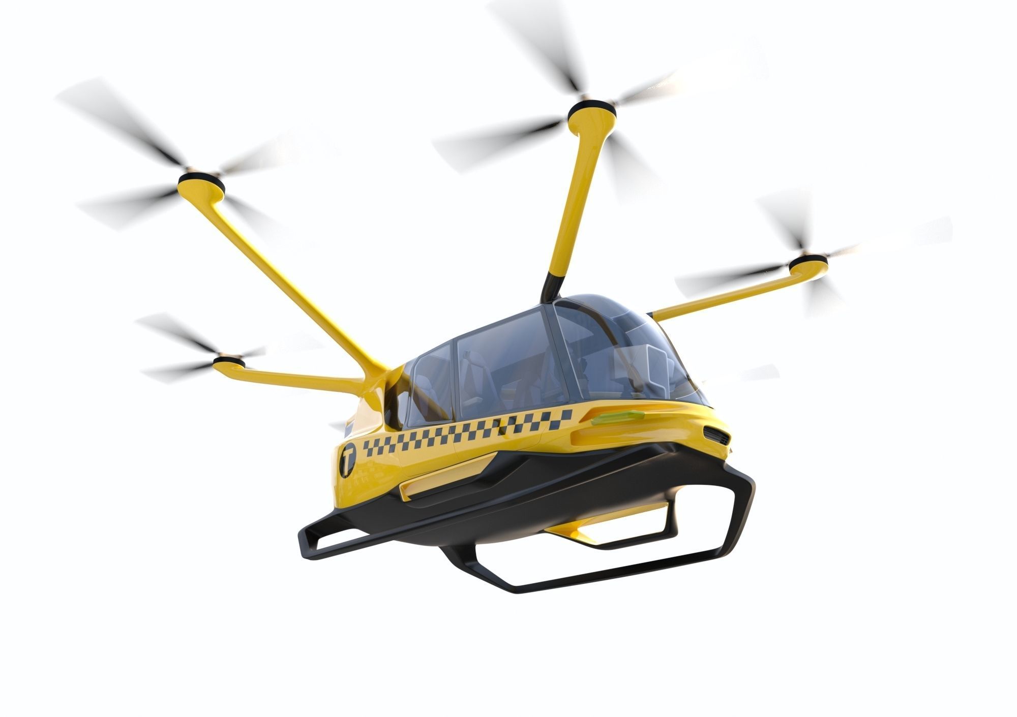 Yellow Taxi Drone with Interior 3D model_11
