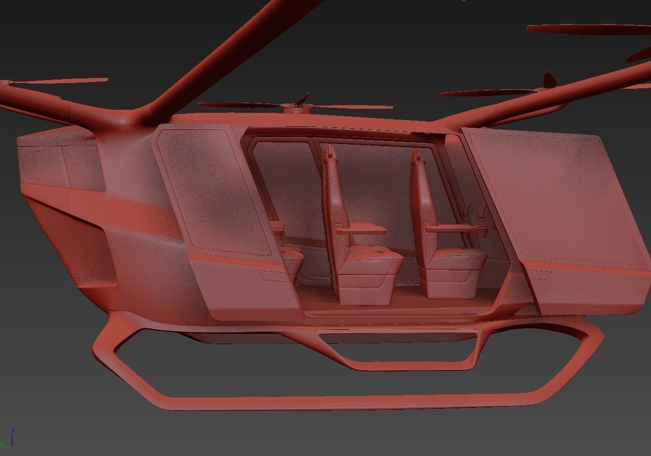 Yellow Taxi Drone with Interior 3D model_24