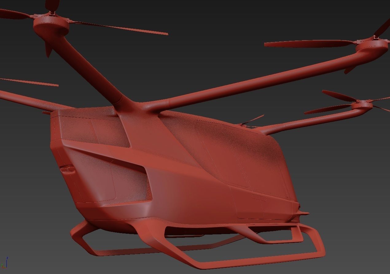 Yellow Taxi Drone with Interior 3D model_21