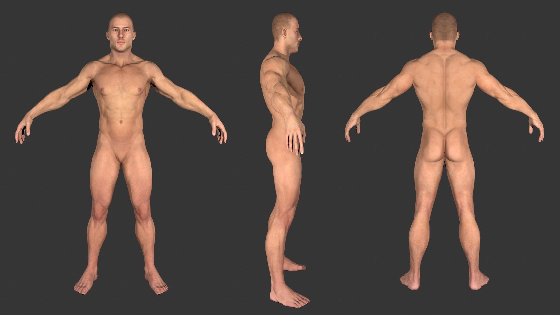 Low poly Base meshes Male and Female Free low-poly 3D model_4