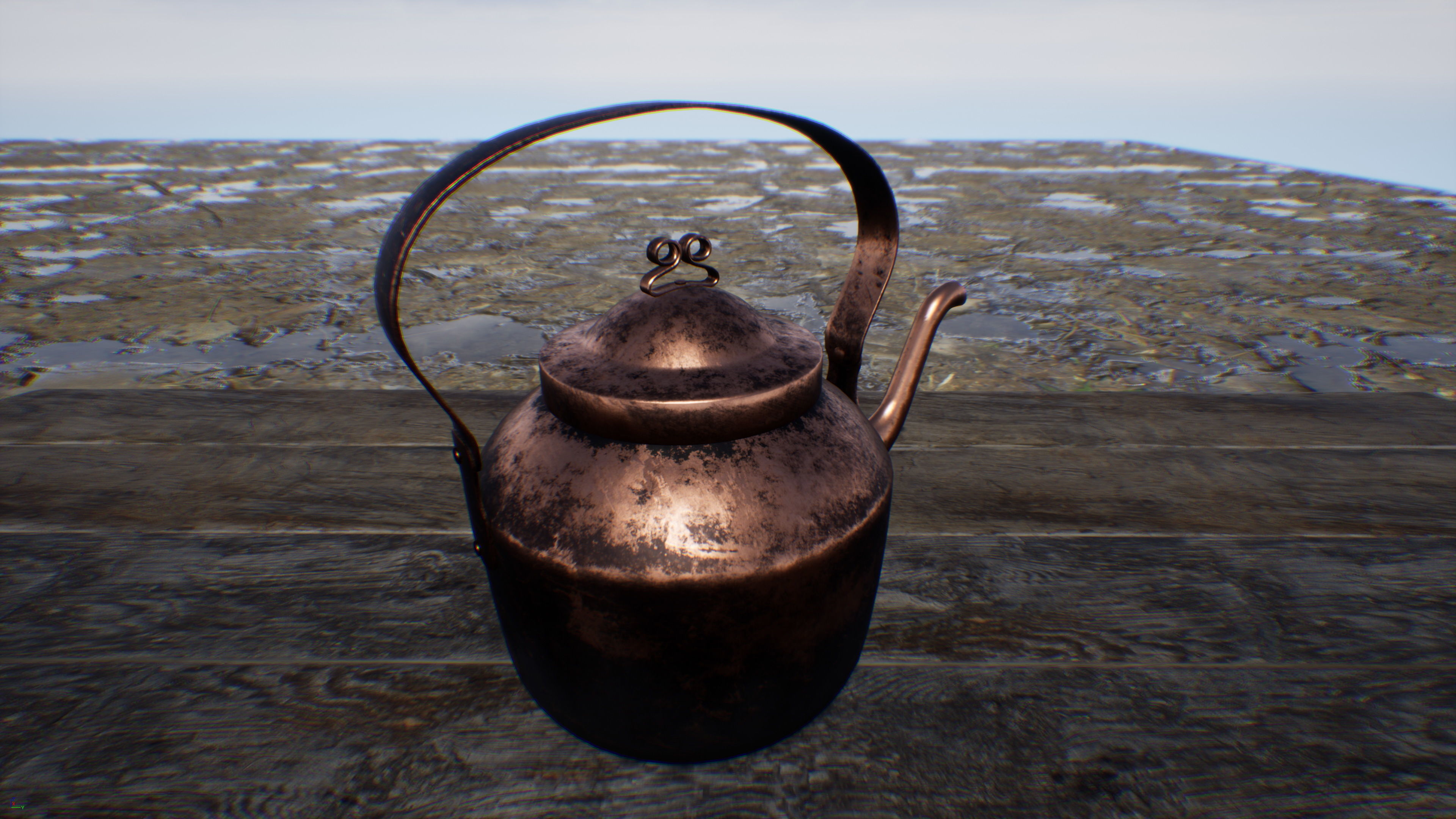 Old Copper Kettle Low-poly 3D model_12