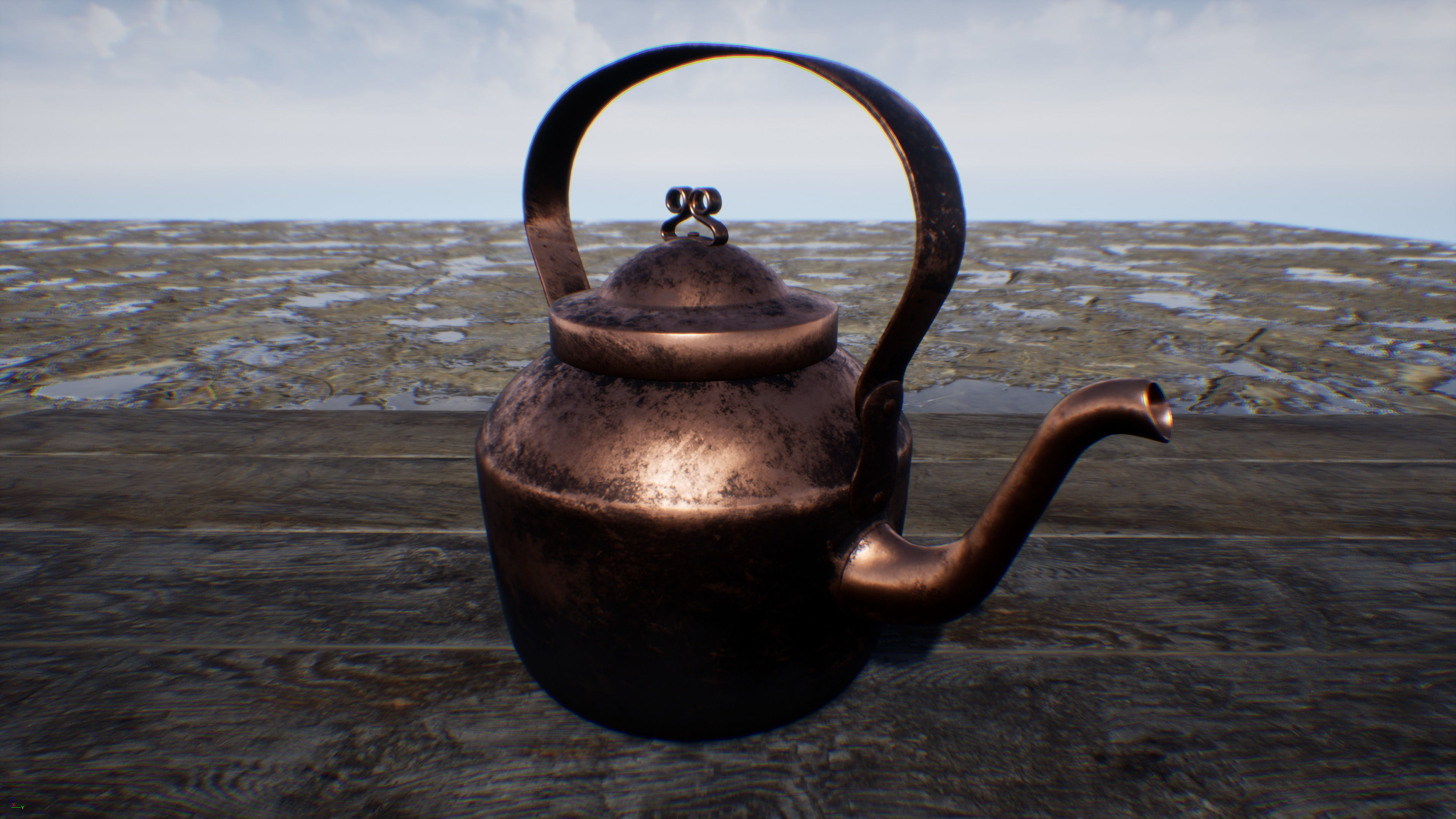 Old Copper Kettle Low-poly 3D model_16