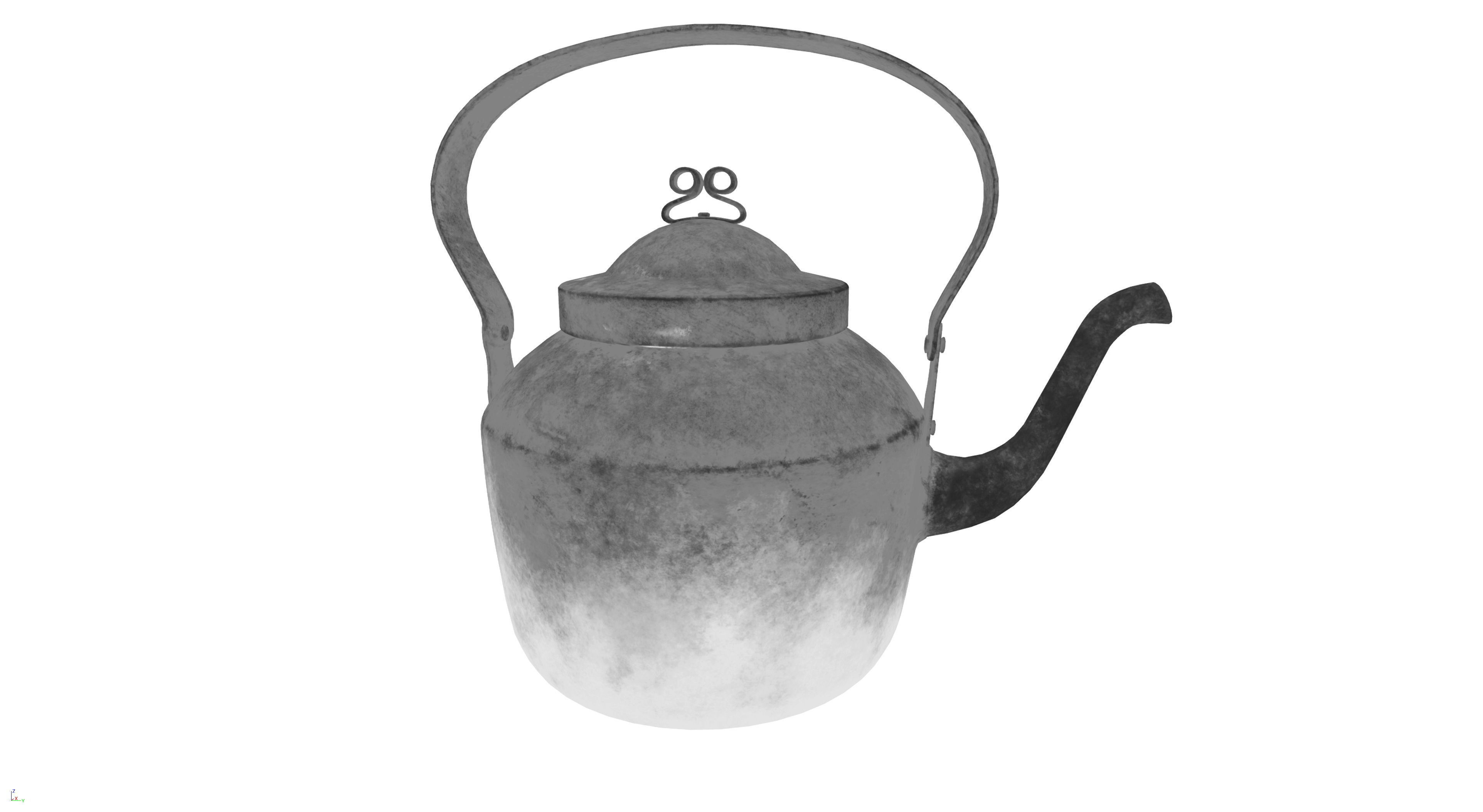 Old Copper Kettle Low-poly 3D model_39
