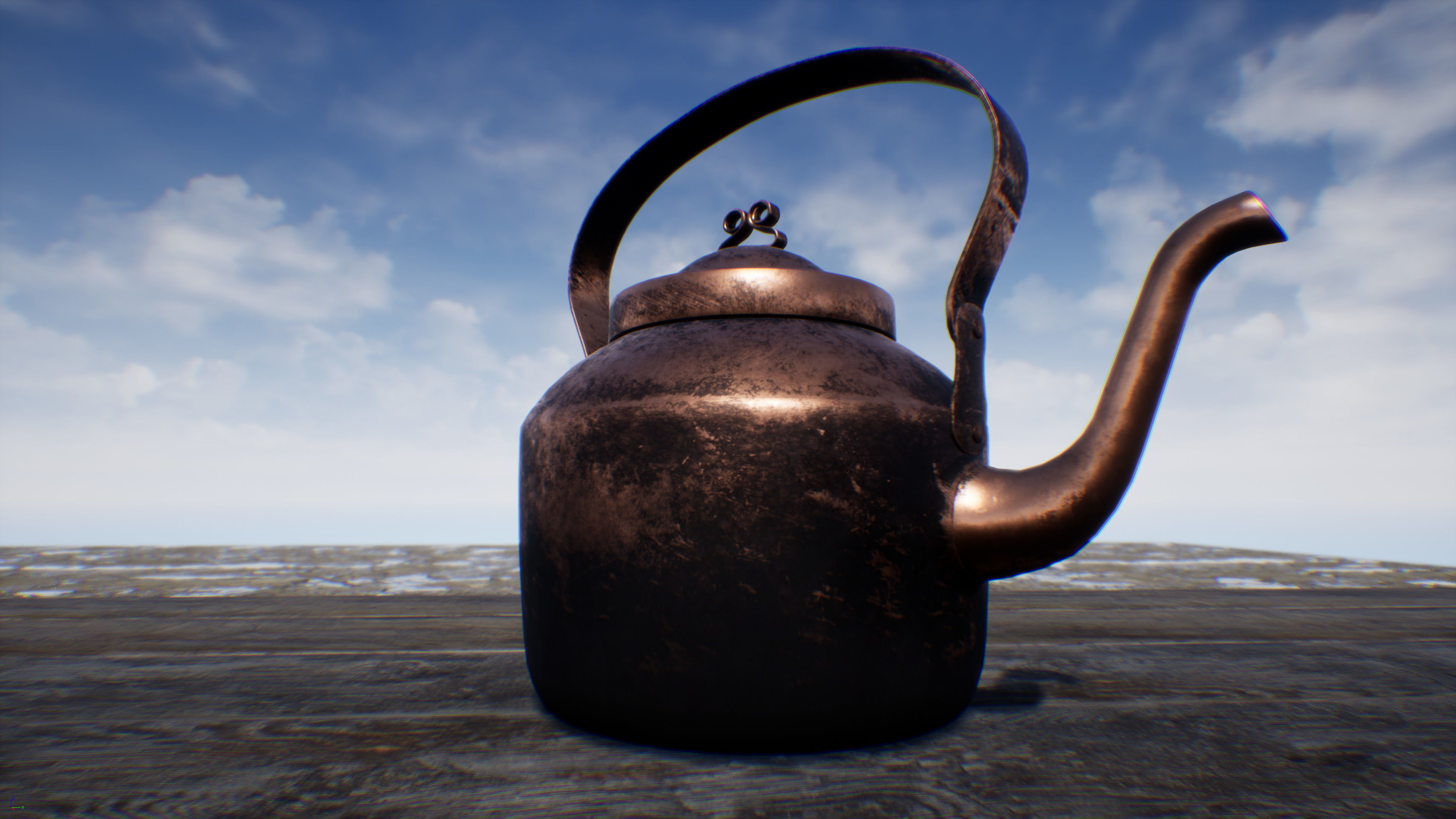 Old Copper Kettle Low-poly 3D model_14
