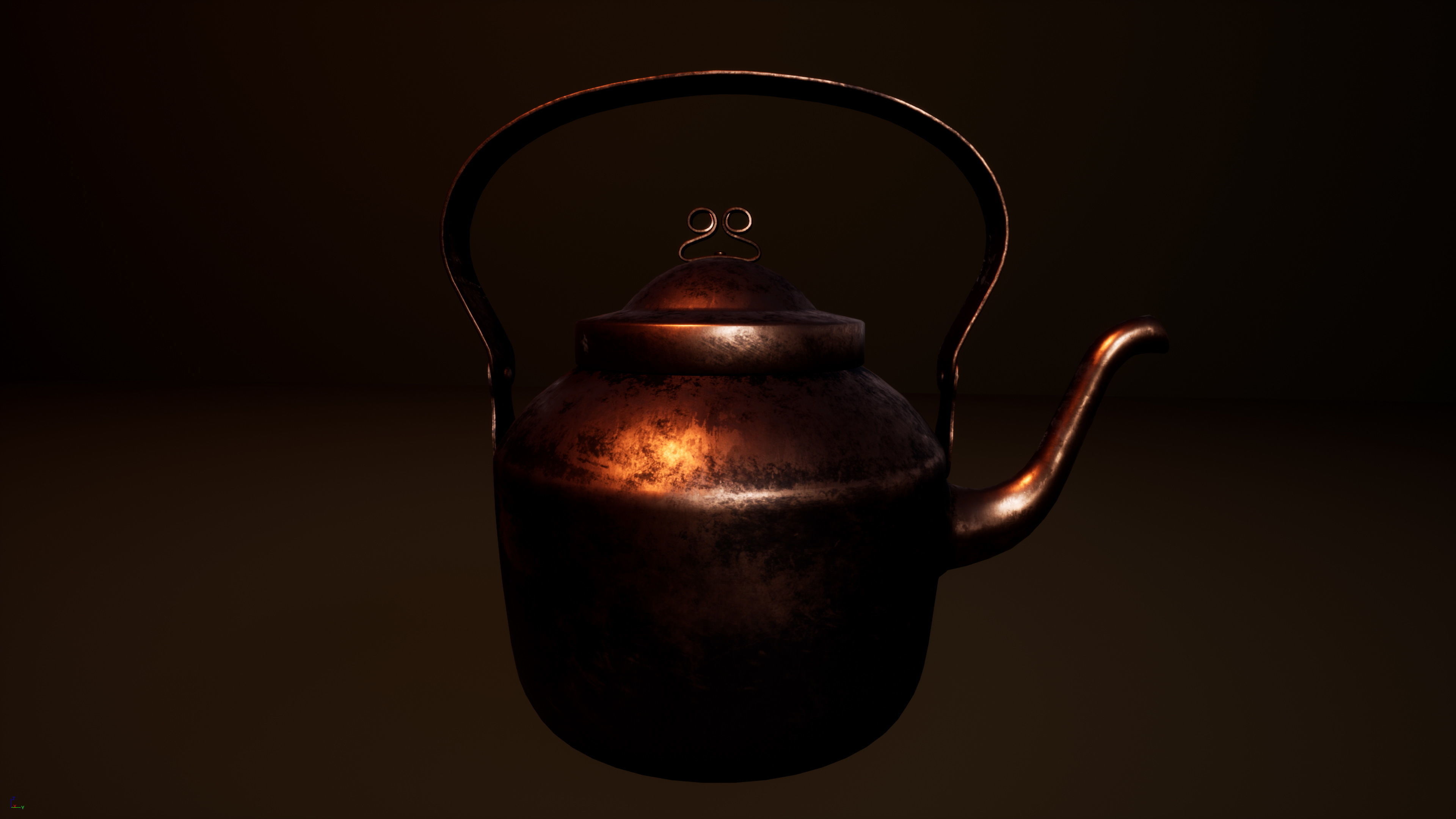 Old Copper Kettle Low-poly 3D model_23