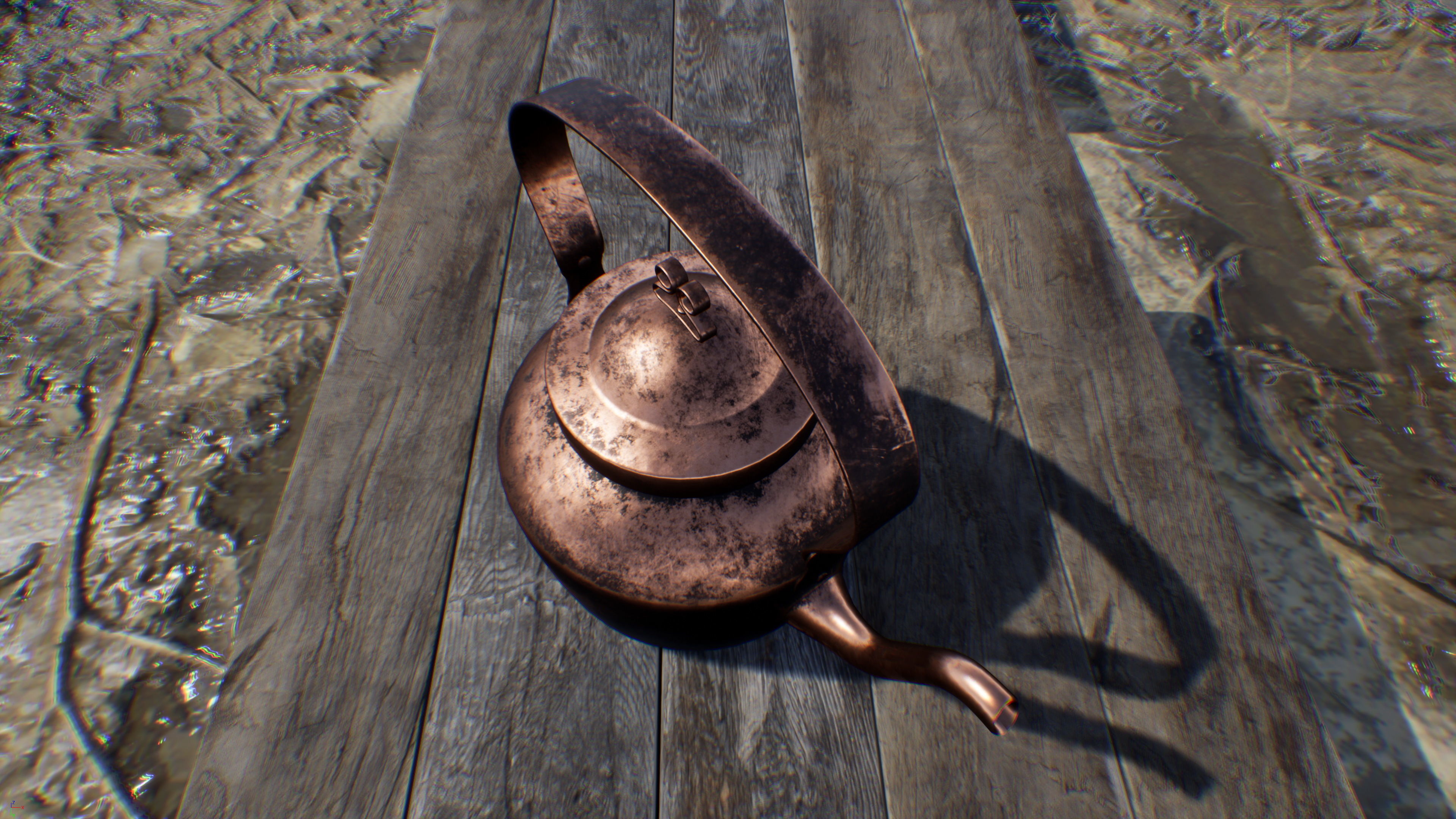 Old Copper Kettle Low-poly 3D model_10