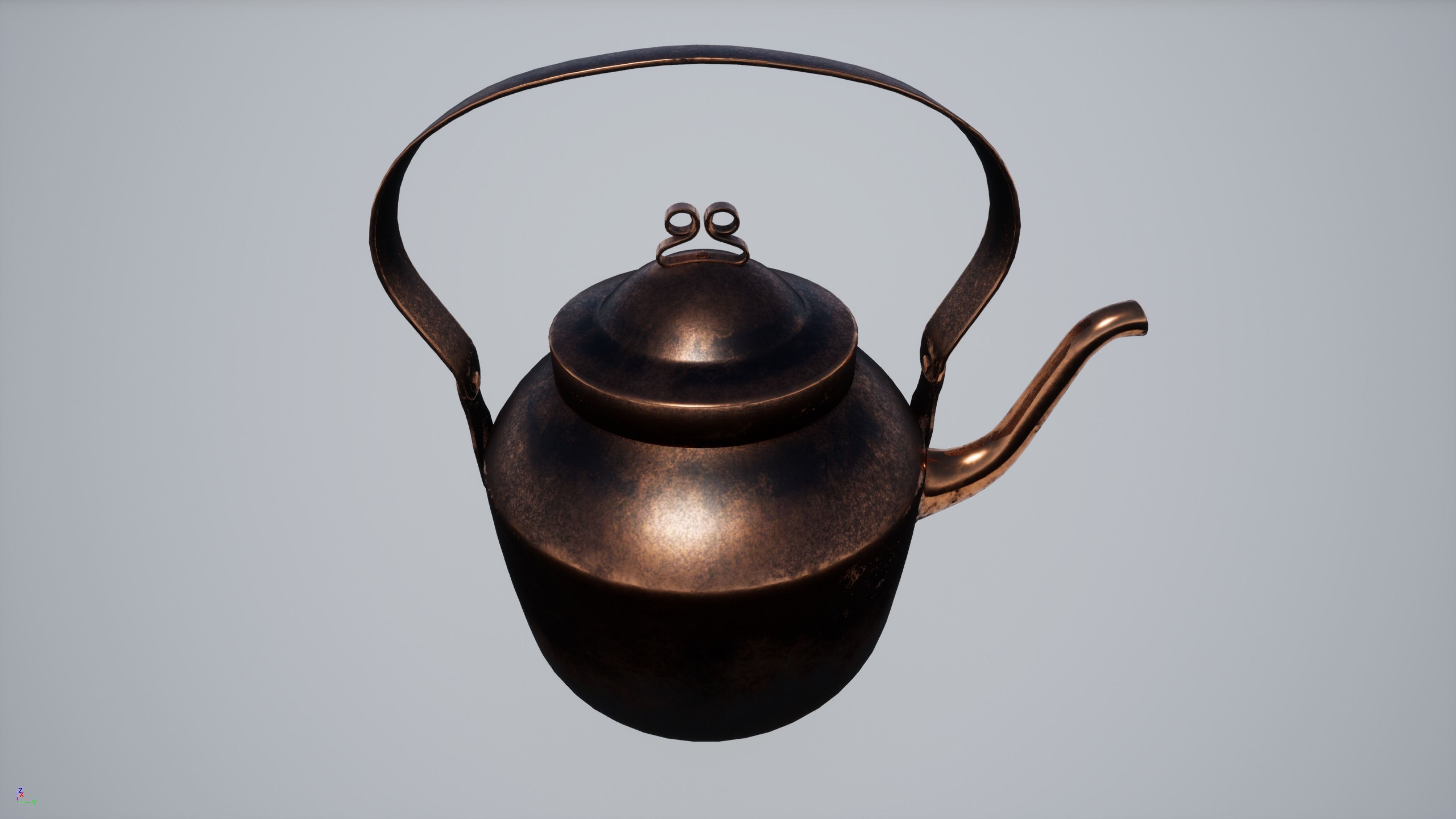 Old Copper Kettle Low-poly 3D model_2