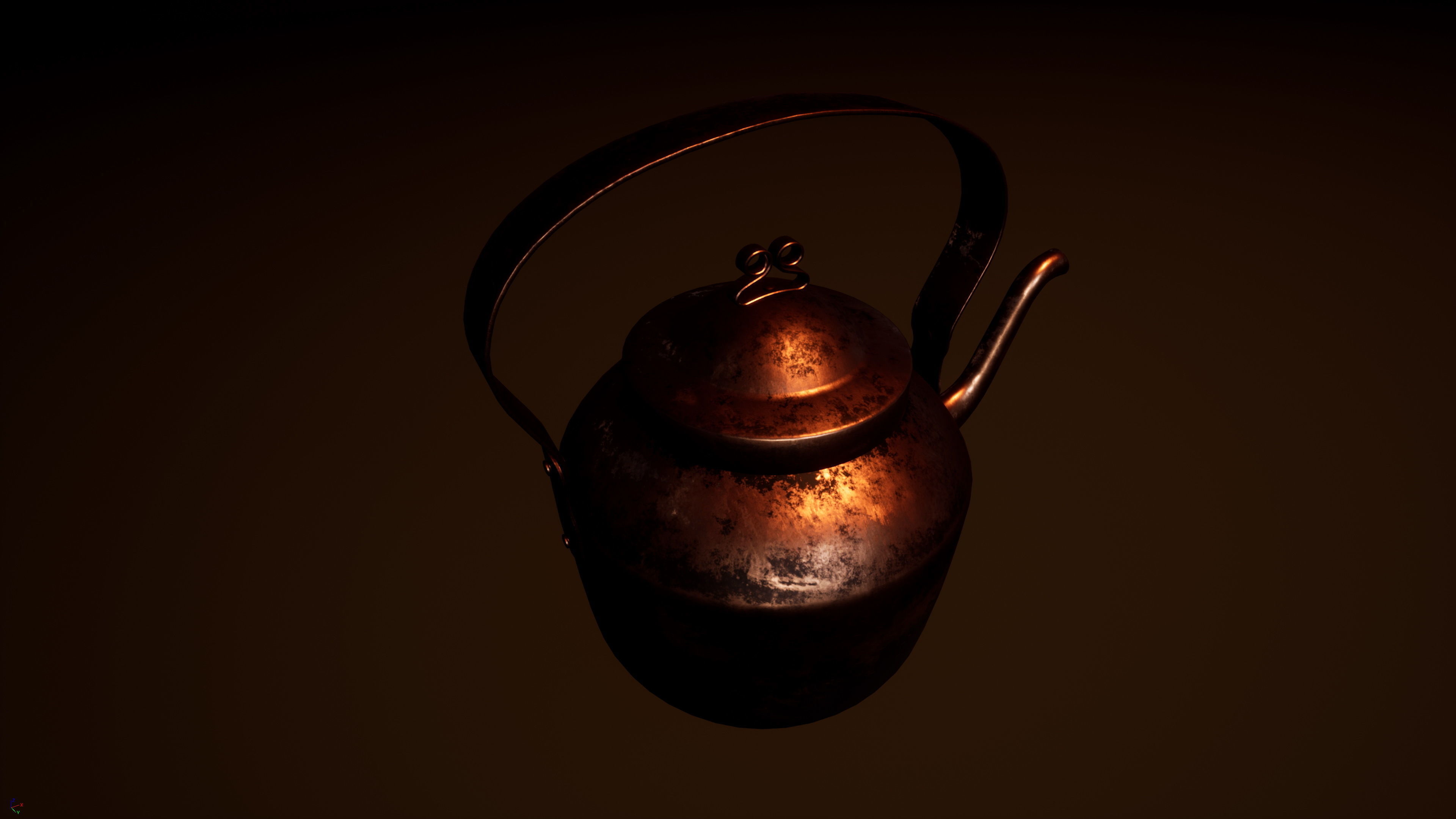 Old Copper Kettle Low-poly 3D model_25