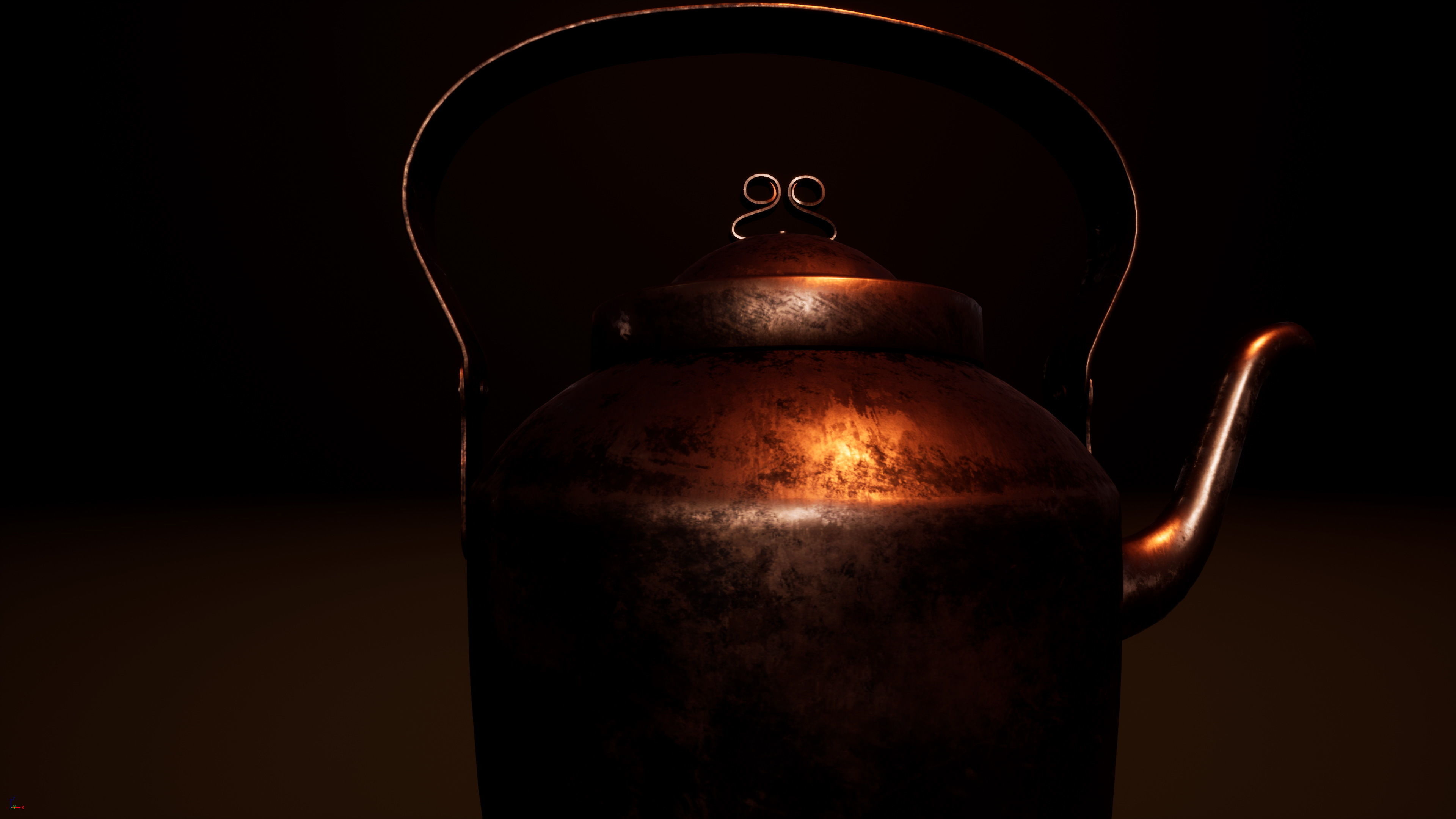 Old Copper Kettle Low-poly 3D model_30