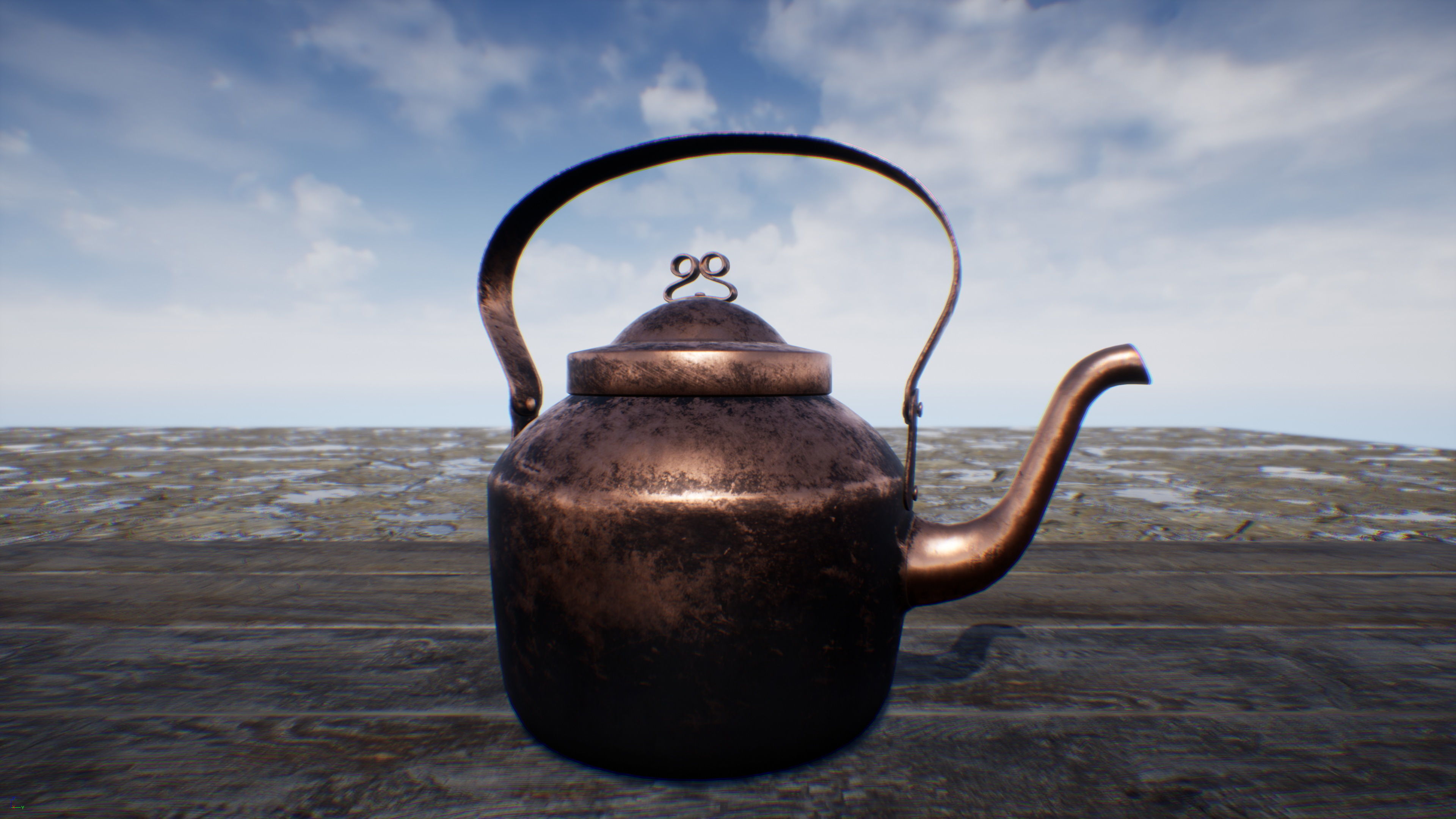 Old Copper Kettle Low-poly 3D model_3