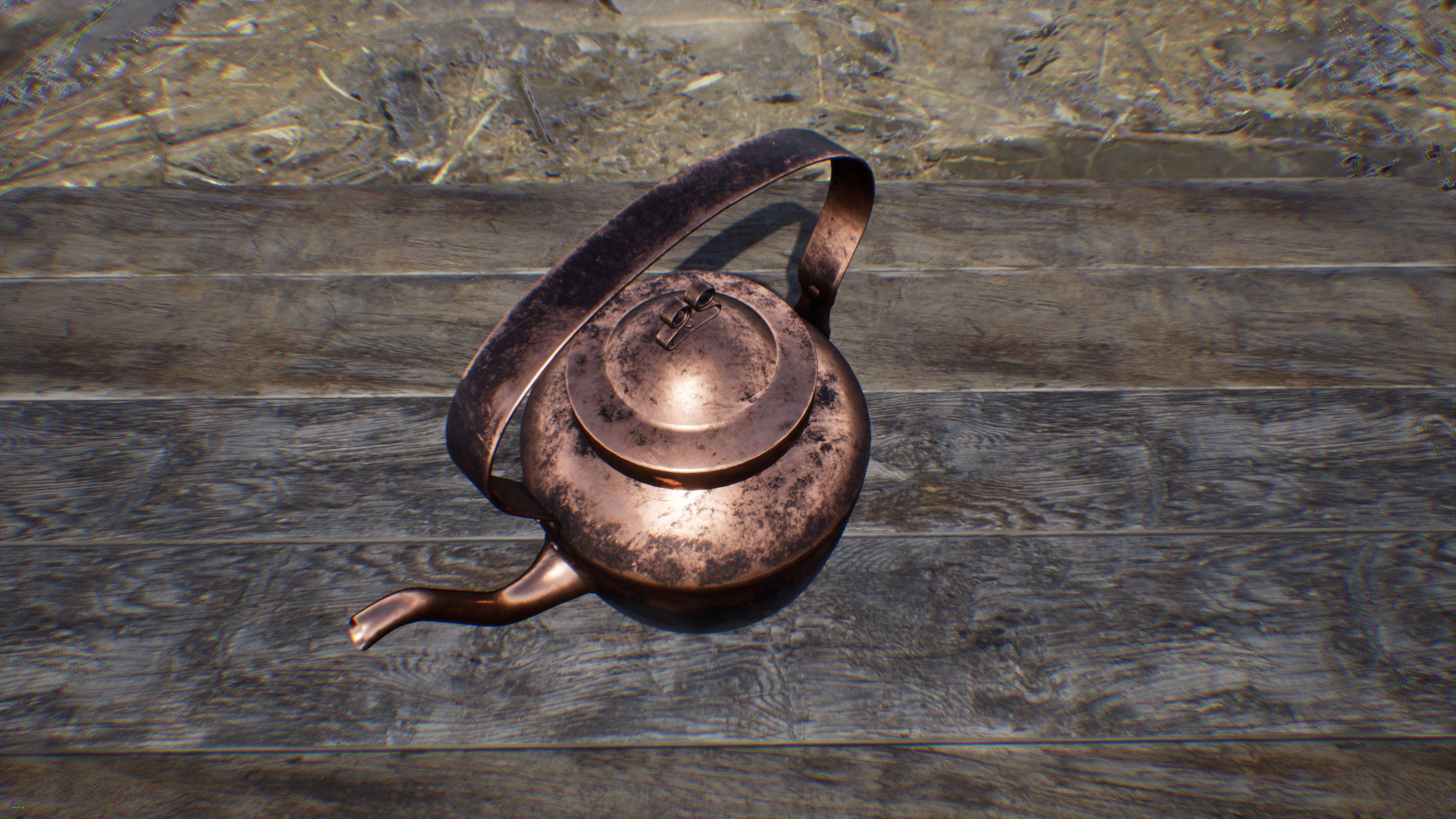 Old Copper Kettle Low-poly 3D model_9