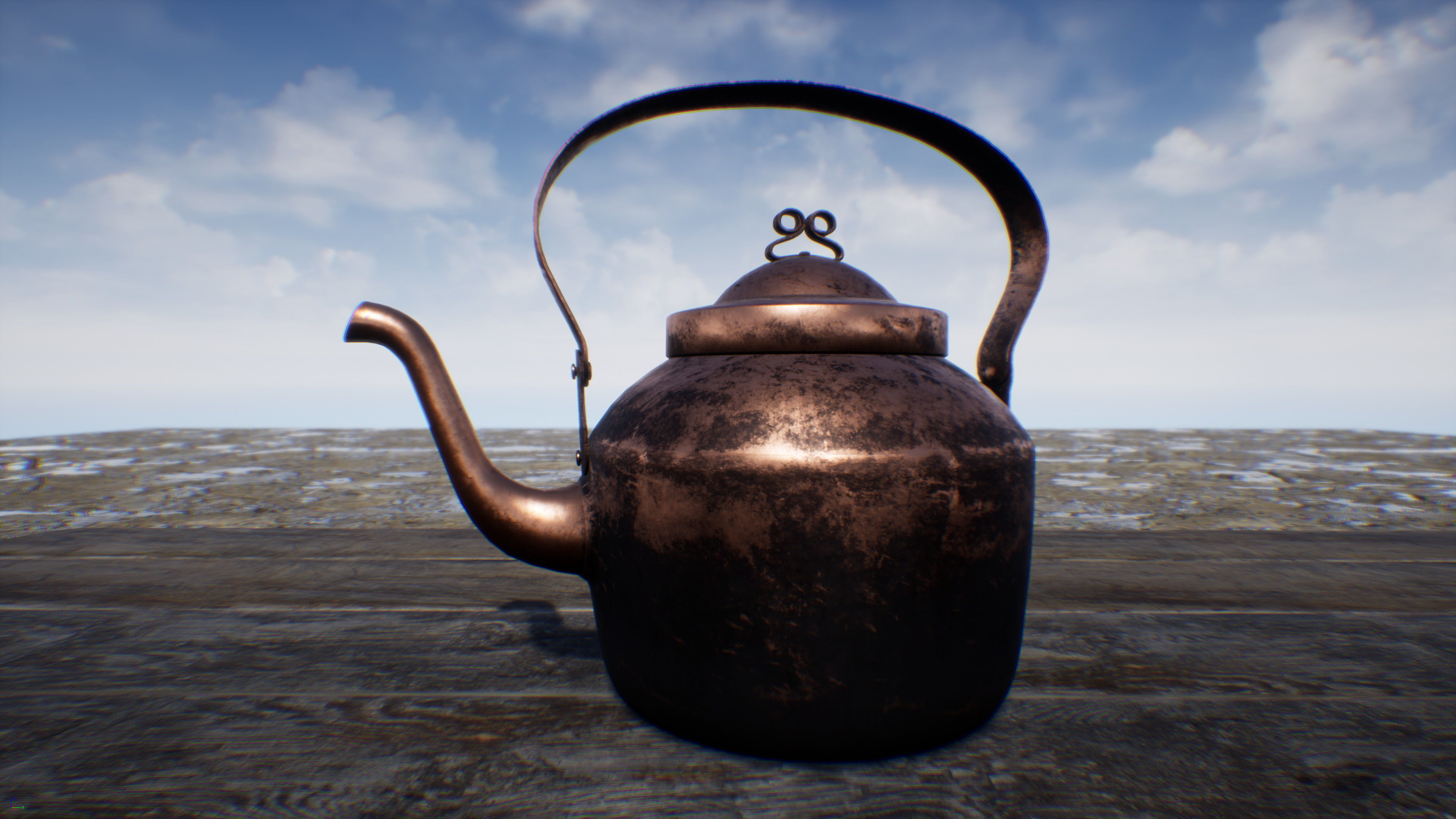 Old Copper Kettle Low-poly 3D model_13