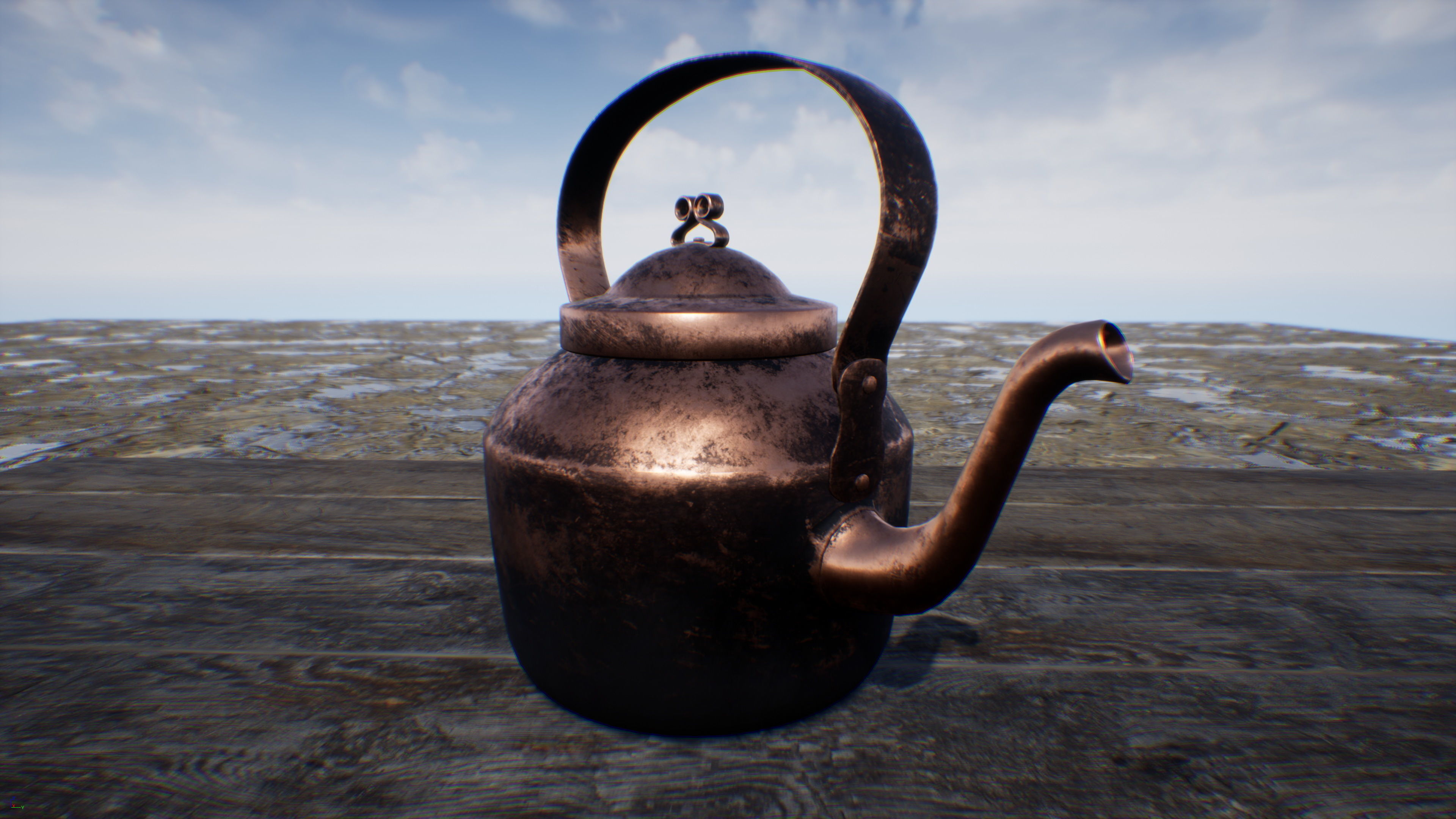 Old Copper Kettle Low-poly 3D model_4