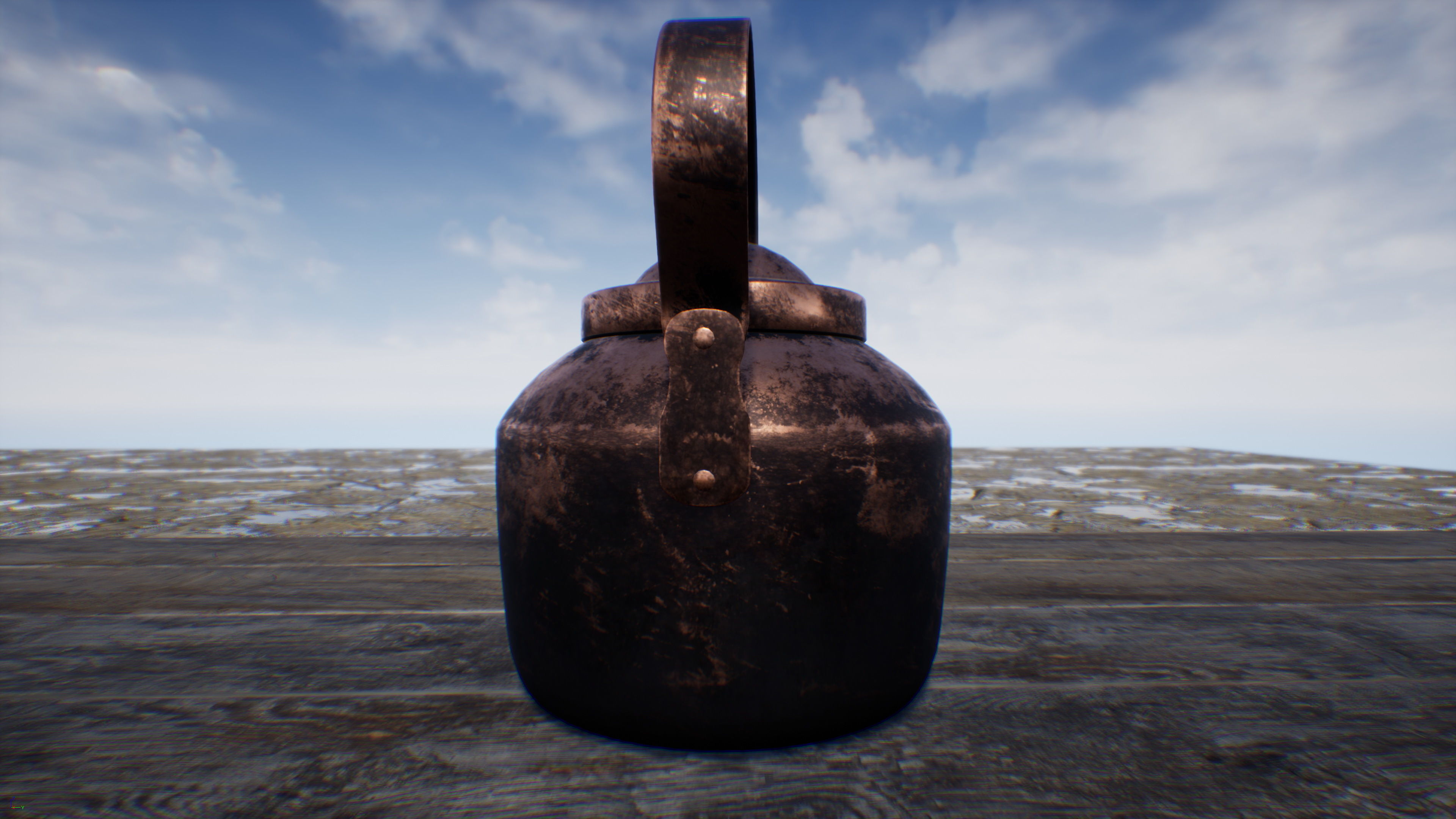 Old Copper Kettle Low-poly 3D model_6