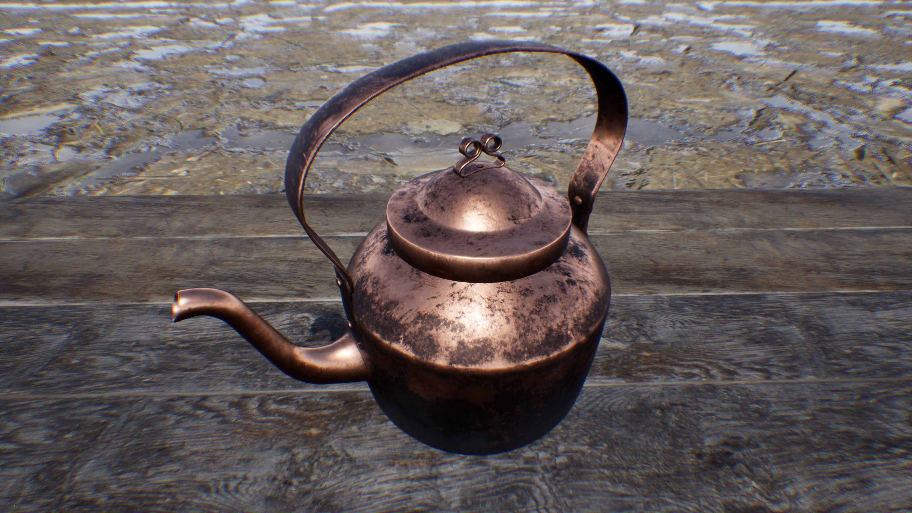 Old Copper Kettle Low-poly 3D model_5