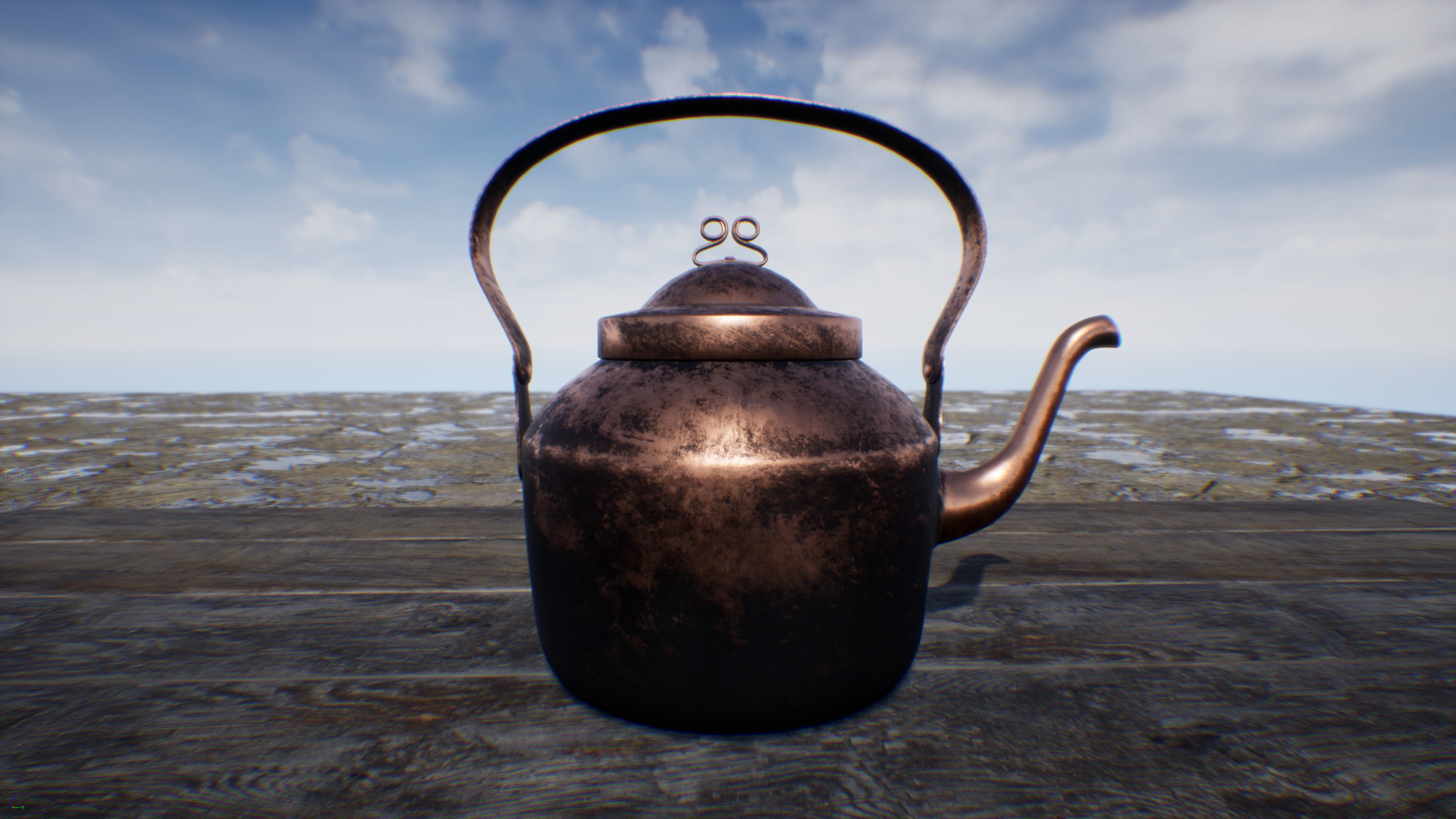 Old Copper Kettle Low-poly 3D model_18