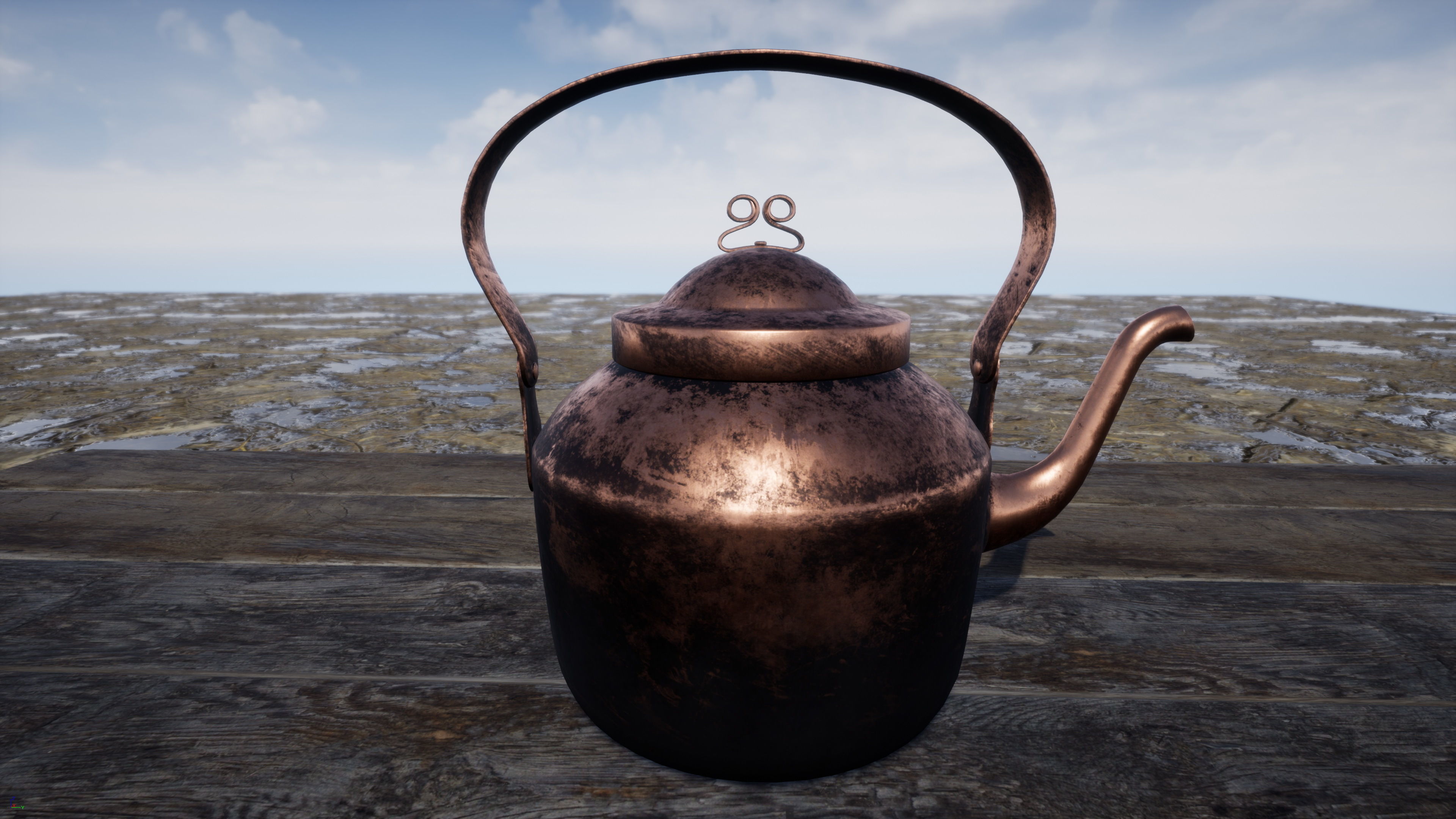 Old Copper Kettle Low-poly 3D model_17