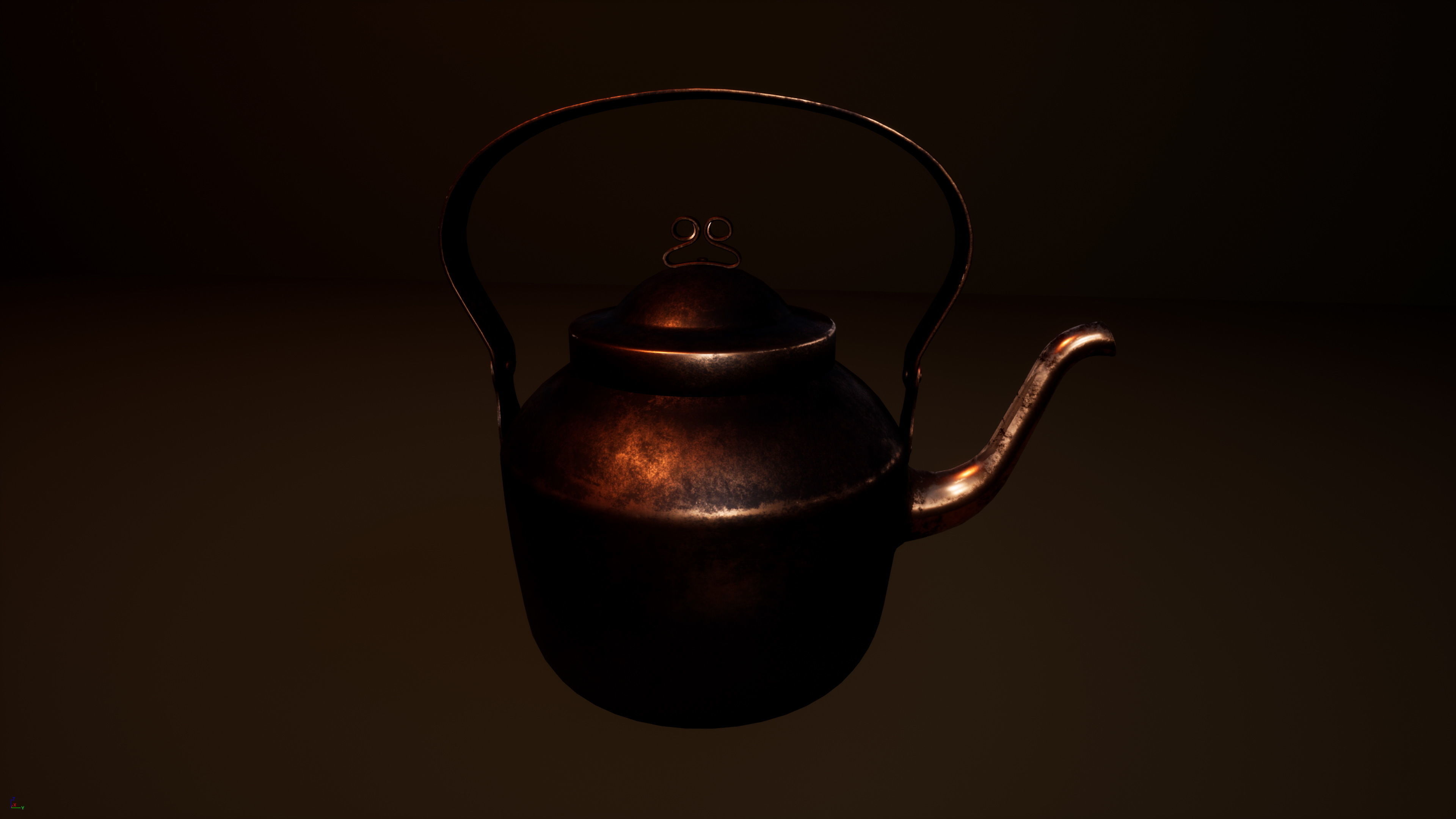 Old Copper Kettle Low-poly 3D model_38
