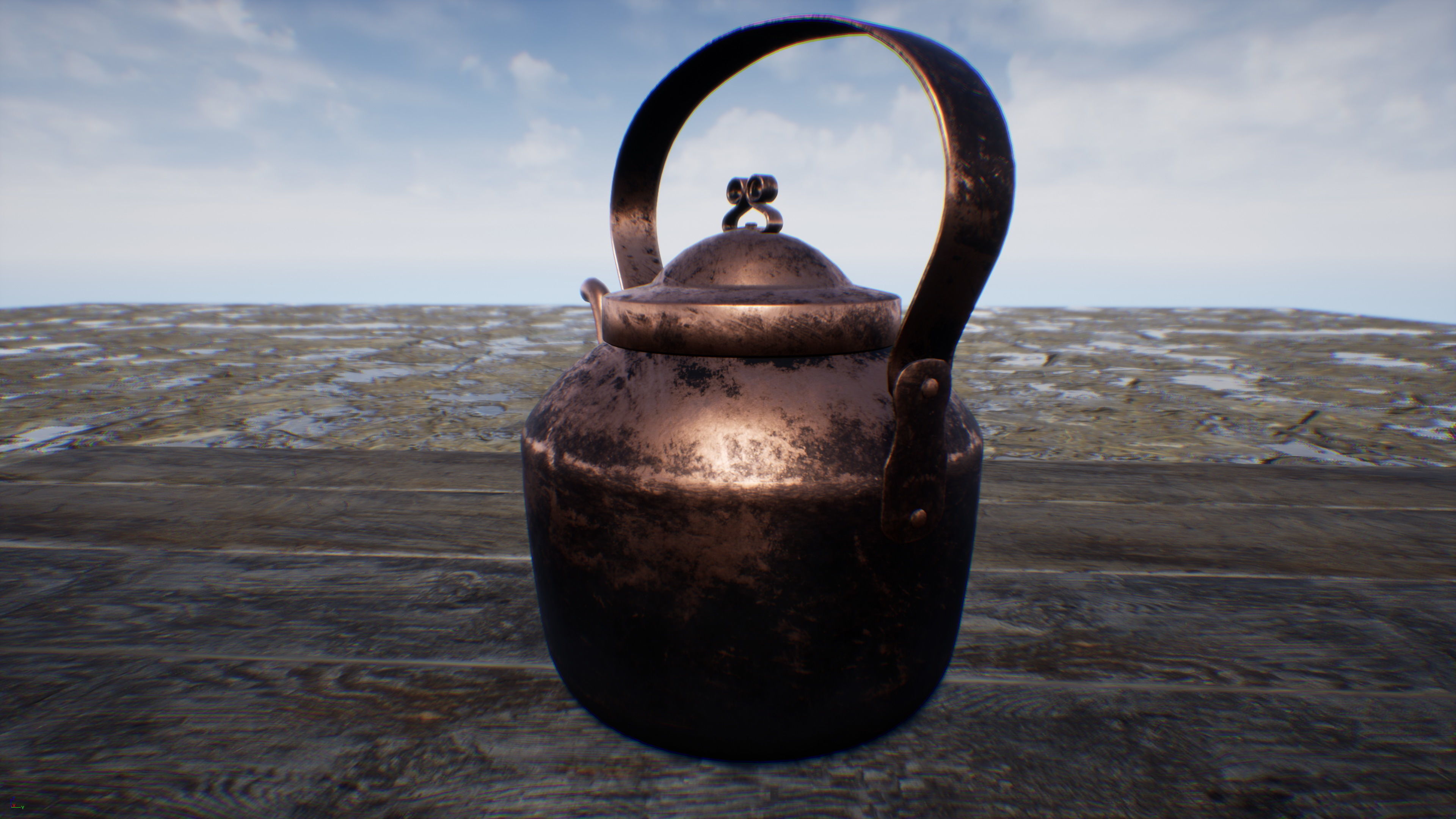 Old Copper Kettle Low-poly 3D model_11