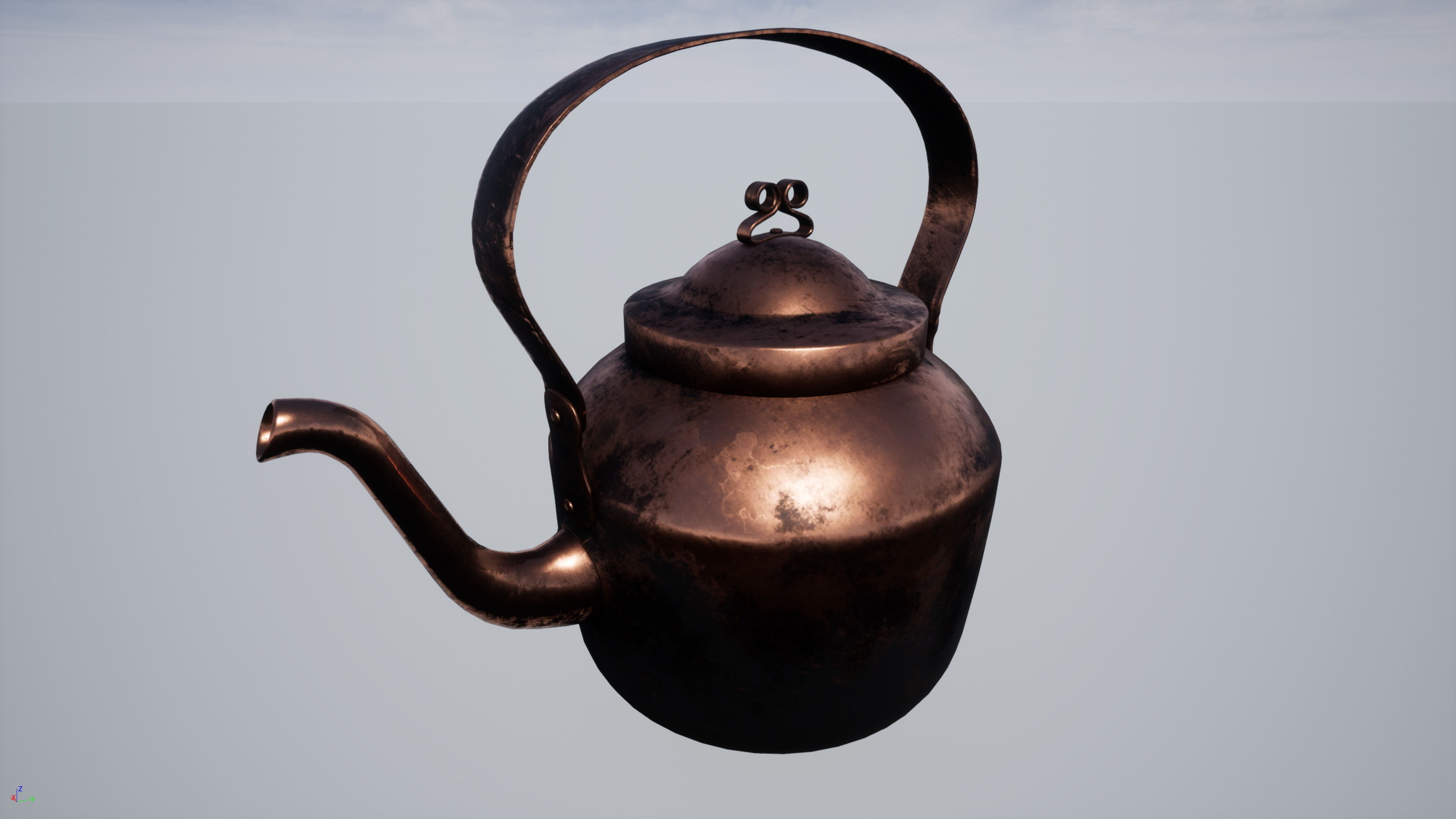 Old Copper Kettle Low-poly 3D model_1