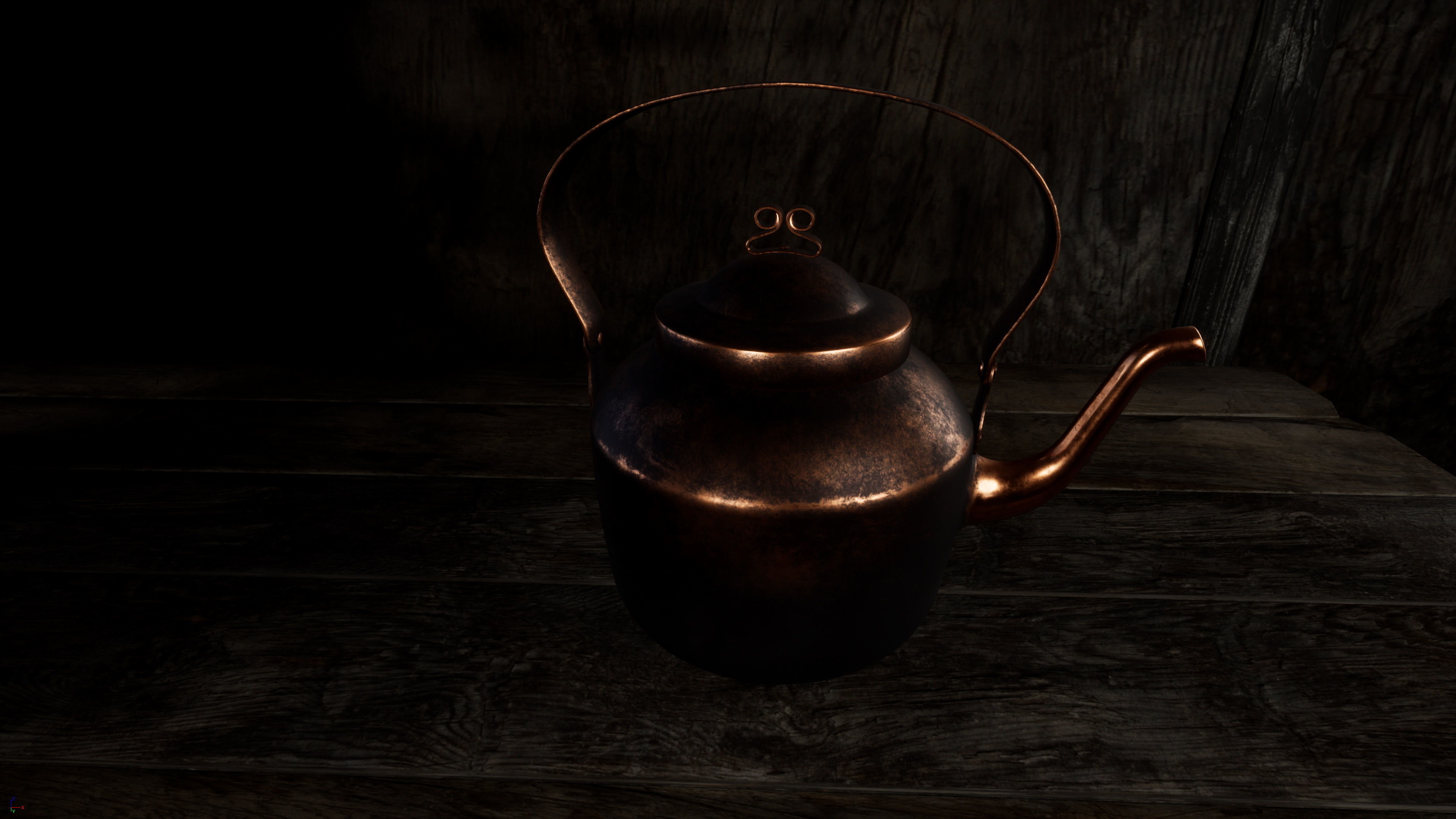 Old Copper Kettle Low-poly 3D model_36