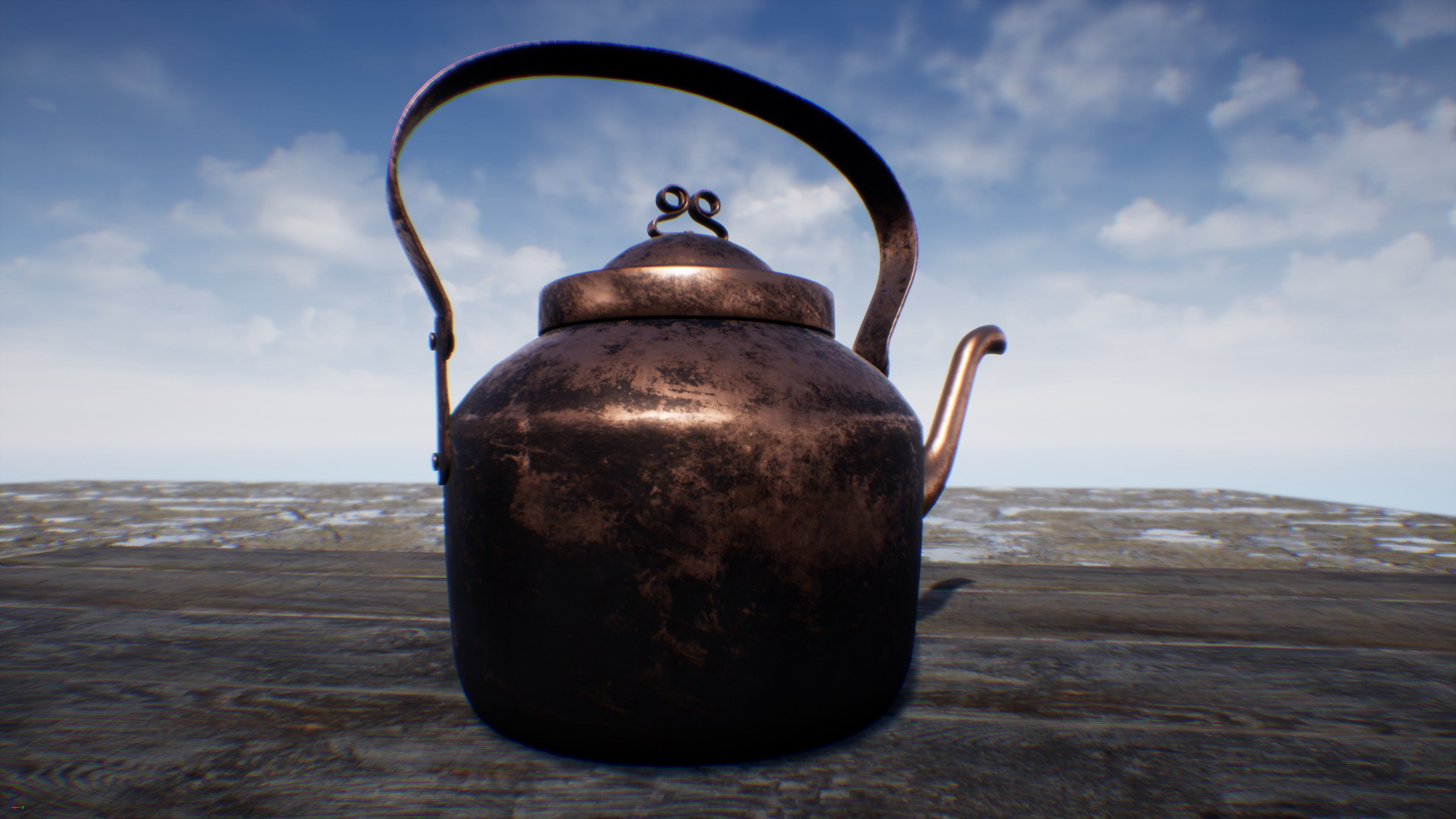 Old Copper Kettle Low-poly 3D model_15