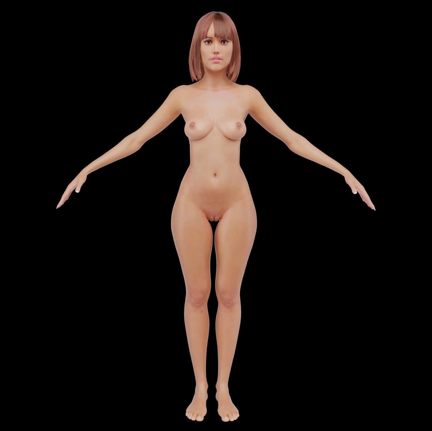 Female nude woman Low-poly 3D model_6
