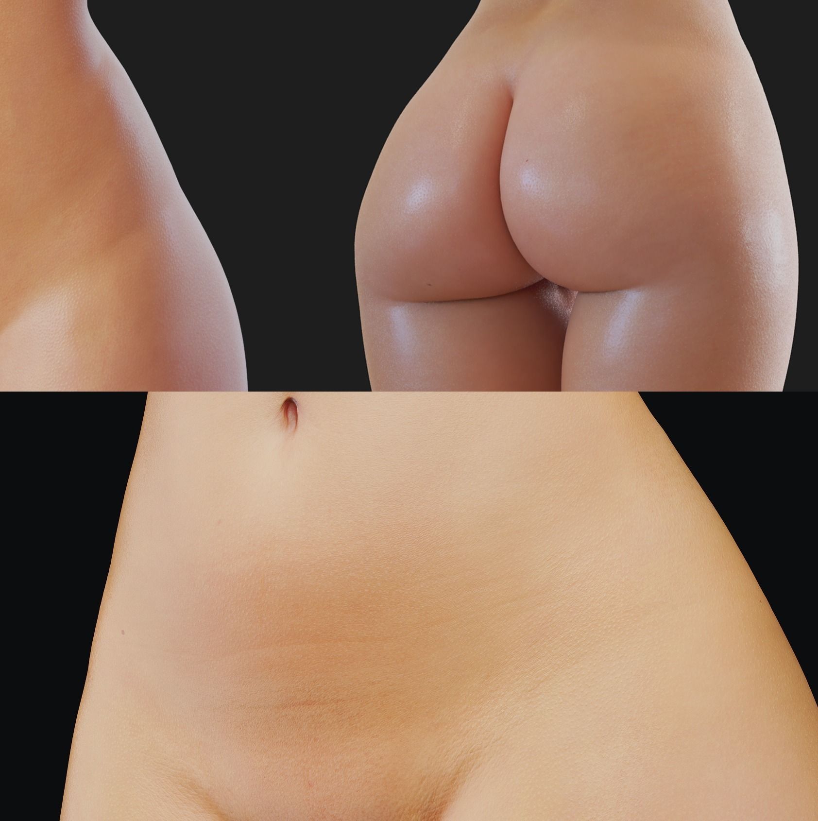 Female nude woman Low-poly 3D model_25