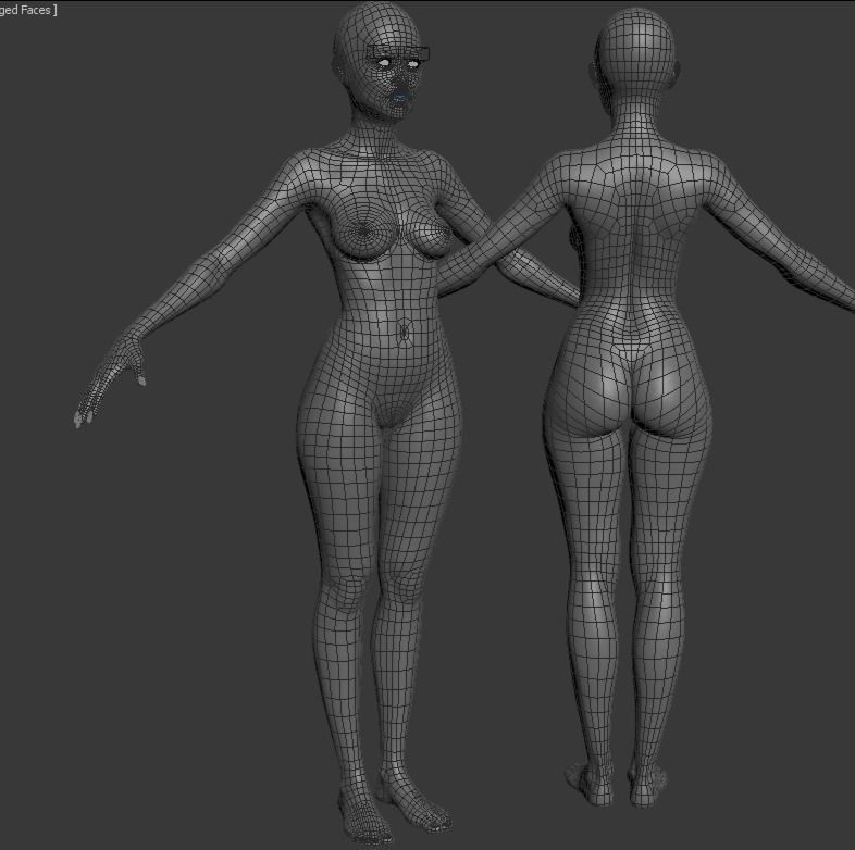 Female nude woman Low-poly 3D model_33