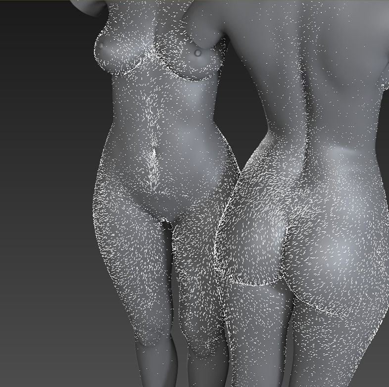 Female nude woman Low-poly 3D model_37