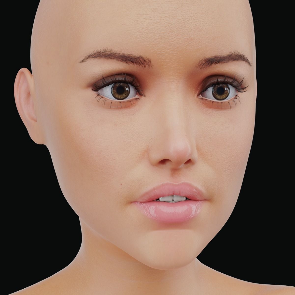 Female nude woman Low-poly 3D model_16