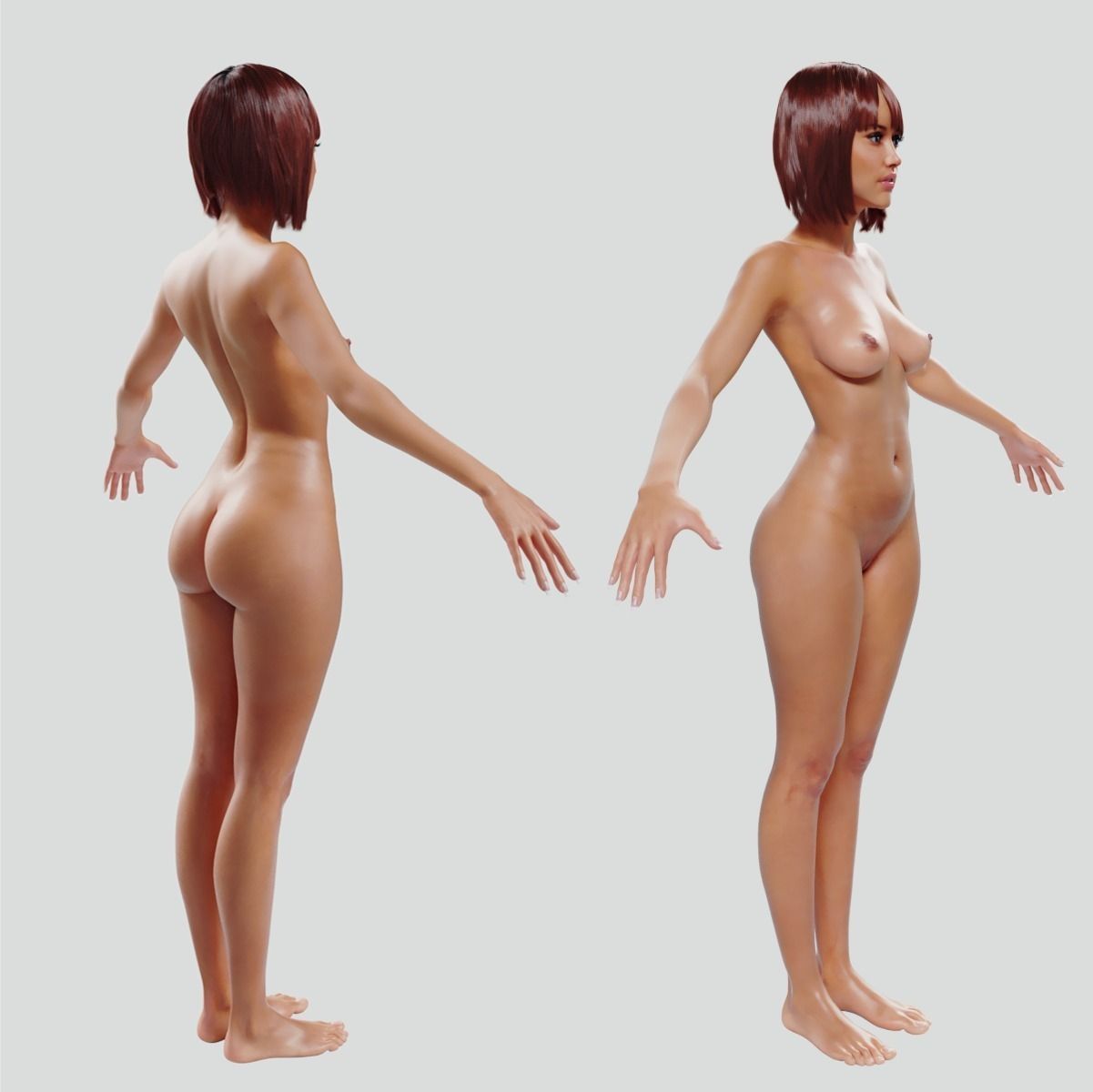 Female nude woman Low-poly 3D model_23
