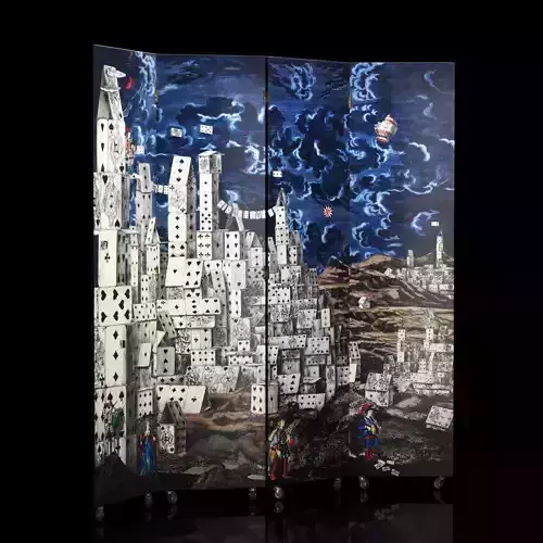 Folding Screen Citta di carte by Fornasetti Low-poly 3D model