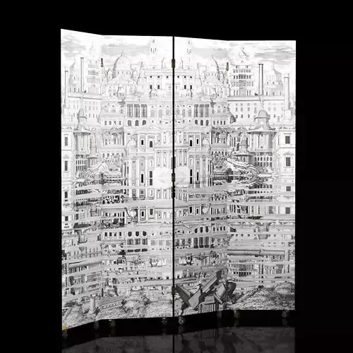 Folding Screen Citta che si rispecchia by Fornasetti Low-poly 3D model